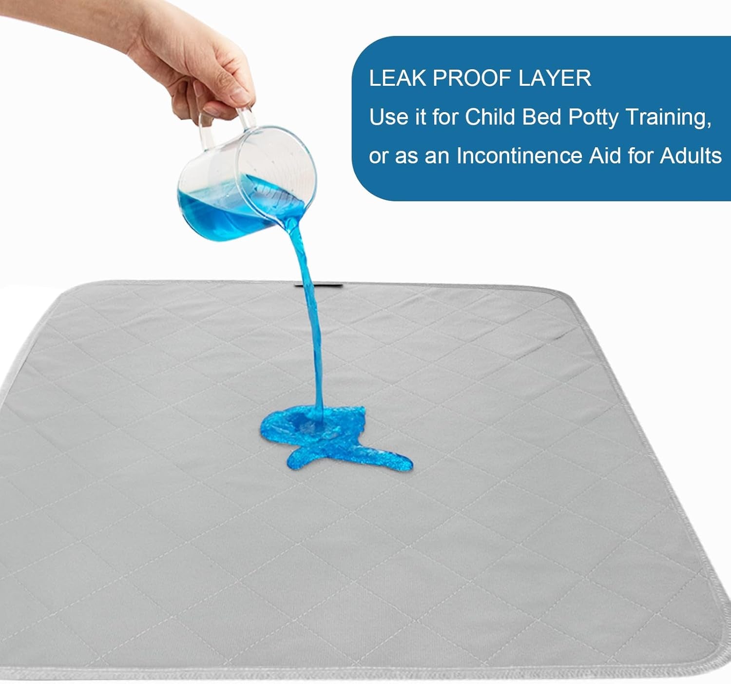 Waterproof Chair Pads for Incontinence Washable 22'' X 21'', 2 Pack Absorbent Seat Protector Pee Pads for Adults, Elderly, Kids, Toddler and Pets, Grey