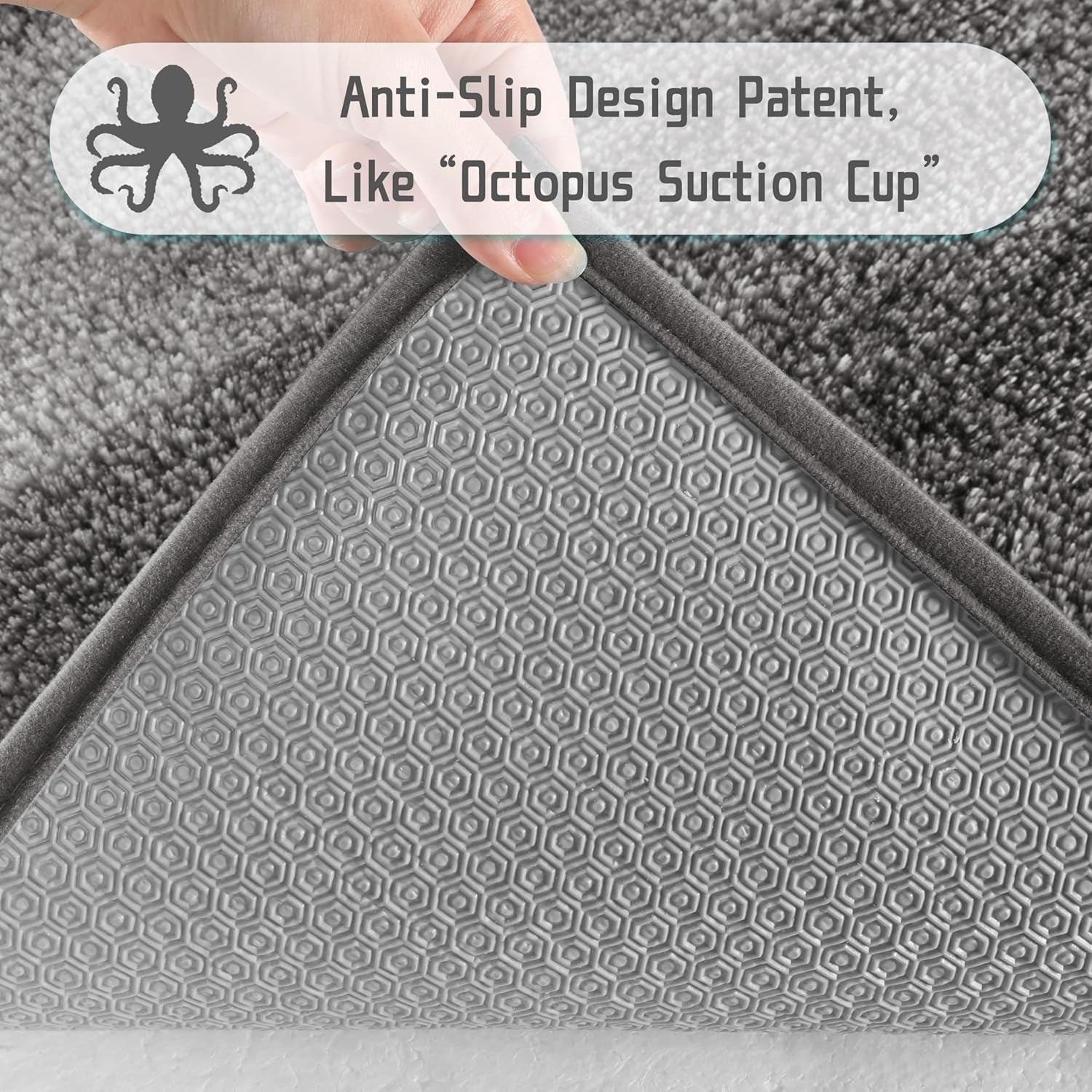 Bathroom Rugs Mat, Luxury Soft Comfortable Plush Absorbent Microfiber Bath Rugs, Extra Thick Non Slip Shaggy Shower Rug, Machine Wash, Bath Carpet for Bathroom Floor, Tub, 24"X17", Brown Gray