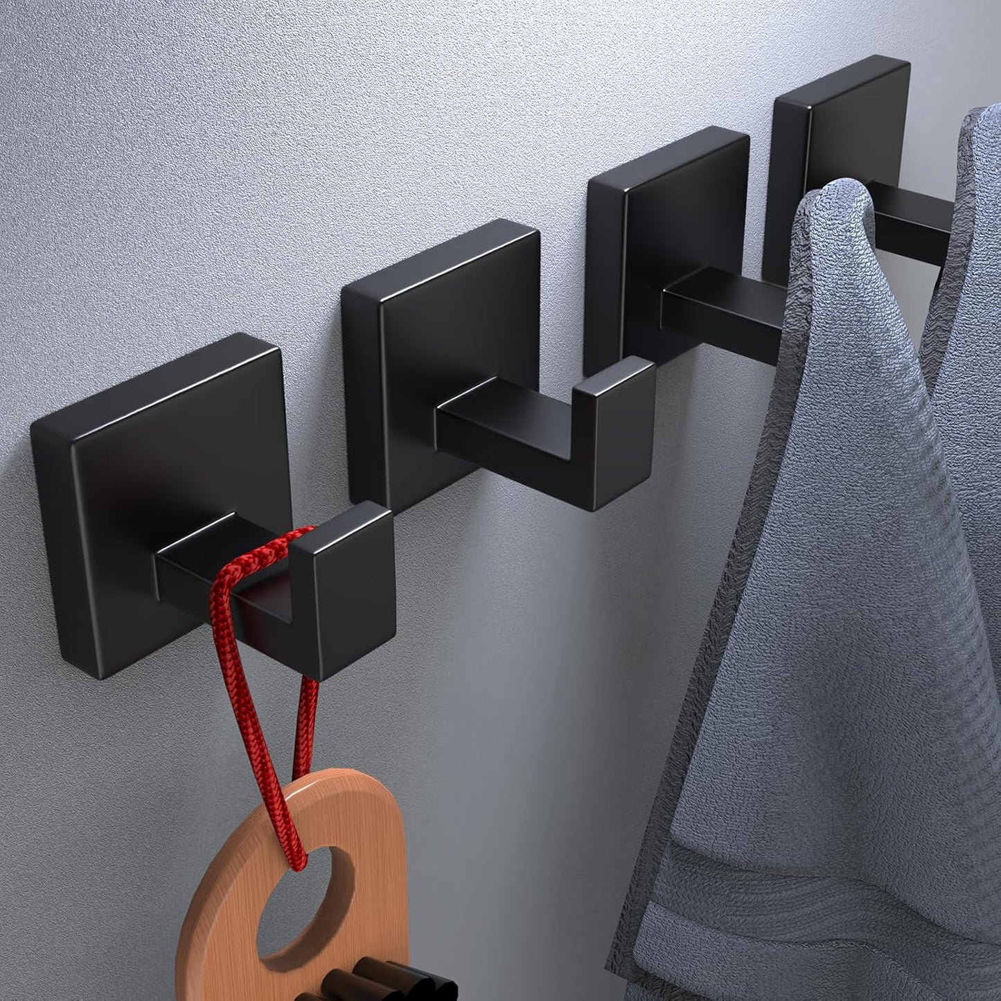 2 Pack Robe Towel Hooks for Bathrooms Matte Black Coat Hooks for Hanging Stainless Steel Heavy Duty Wall Mounted Shower Hooks Wall Hooks for Kitchen Bedroom,Hotel,Pool (Drilling)