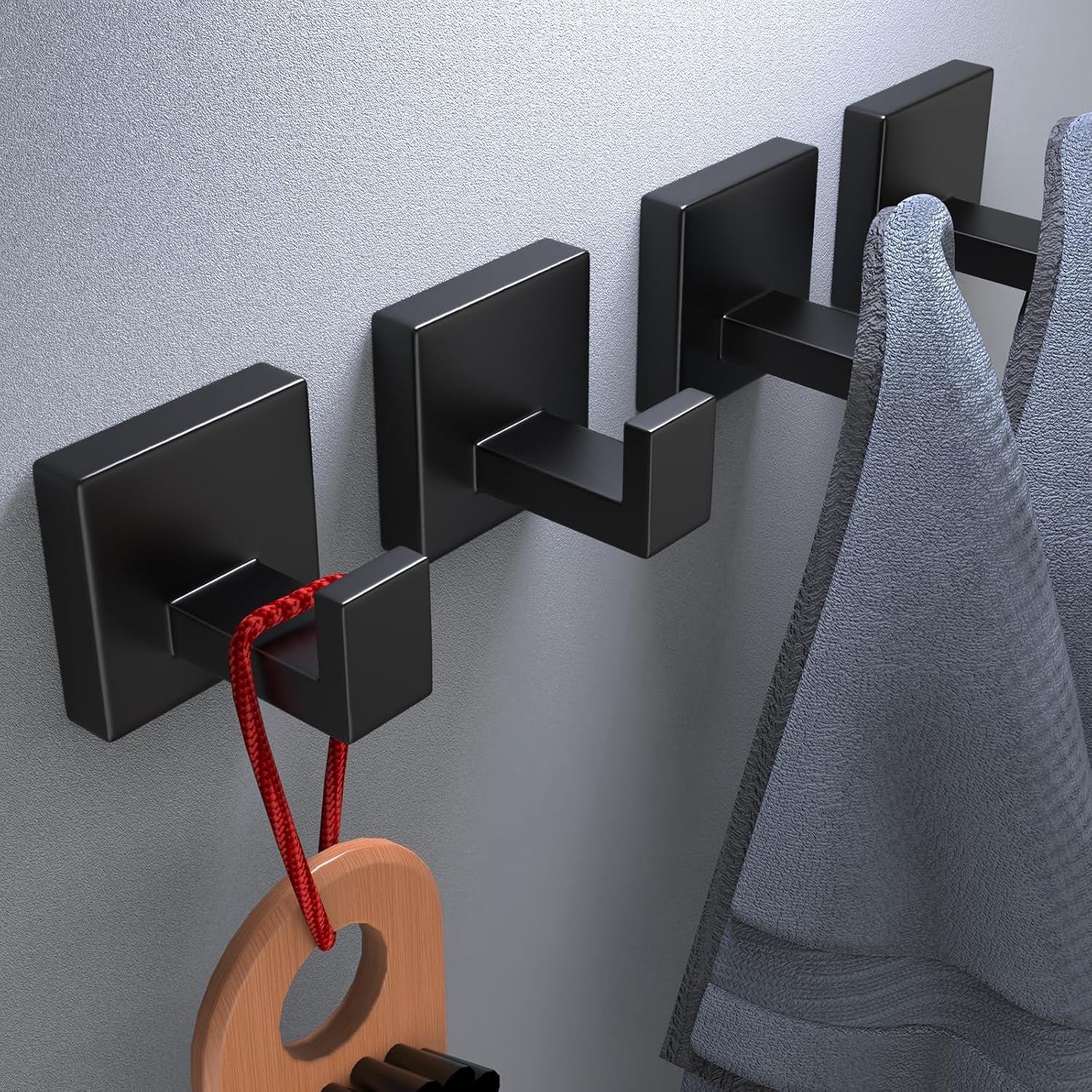 2 Pack Robe Towel Hooks for Bathrooms Matte Black Coat Hooks for Hanging Stainless Steel Heavy Duty Wall Mounted Shower Hooks Wall Hooks for Kitchen Bedroom,Hotel,Pool (Drilling)