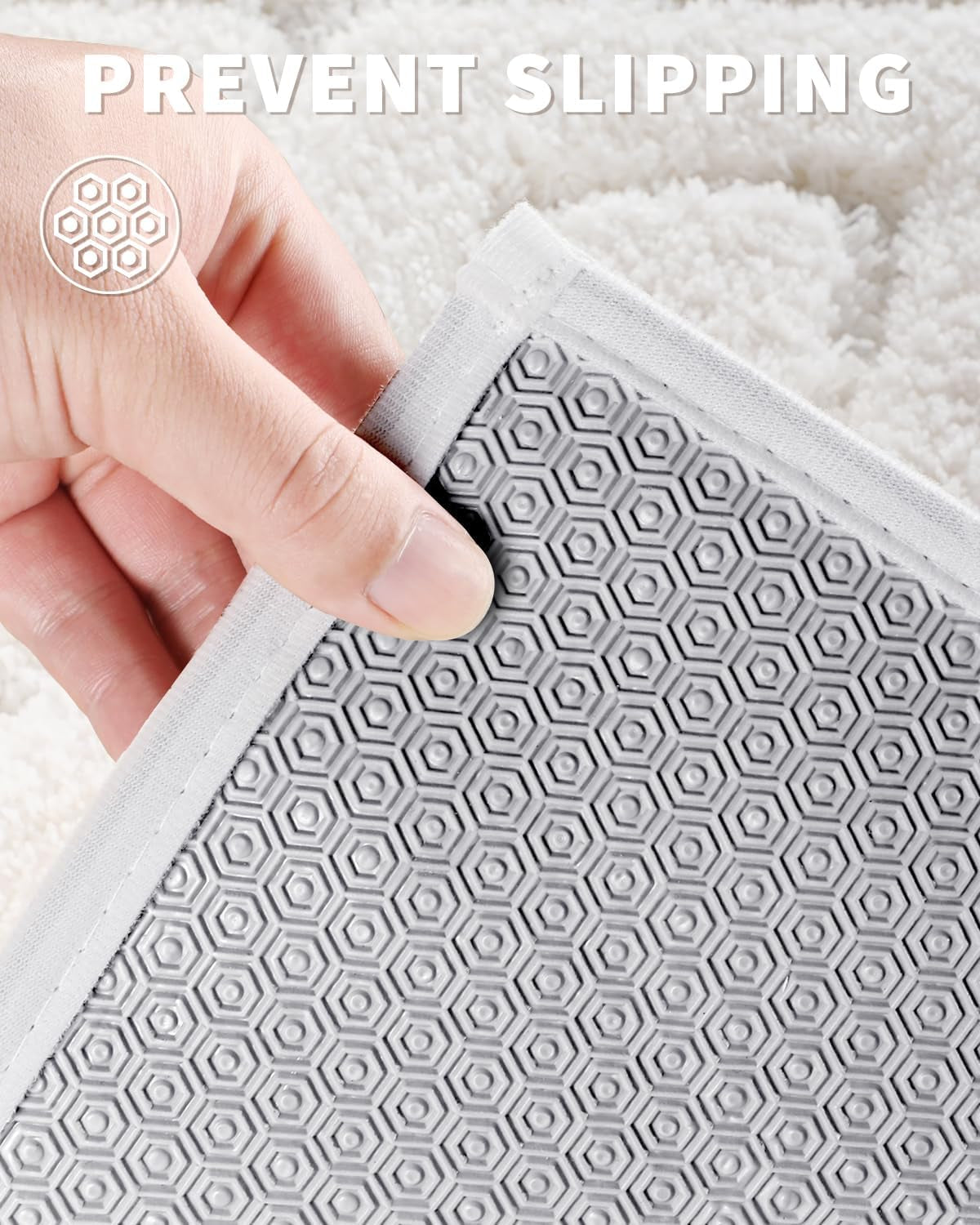 Bathroom Rugs Mat, Extra Soft Fluffy and Absorbent Microfiber Bath Rugs, Non Slip Plush Shaggy Shower Rug, Machine Washable Mats for Bathroom Floor, Bathtub and Laundry, 32"X20", White