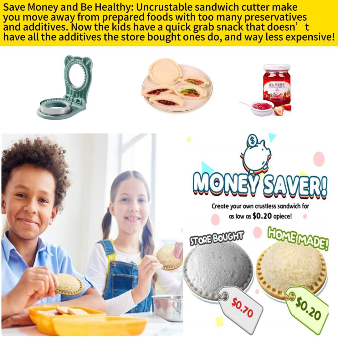 Uncrustable Sandwich Maker, Sandwich Pocket Circle Shape Cutter & Sealer for Kids Breakfast and Lunchboxes, Light Blue, 3.7Inch
