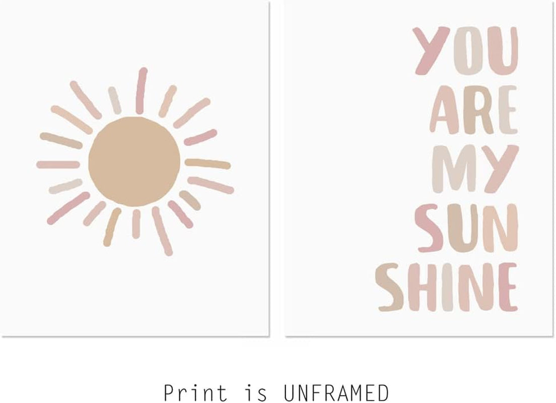 You Are My Sunshine, Set of 2 Prints, Kids Room Decor, Sunshine Wall Art, Nursery Decor, Nursery Room Wall Decor, Sunshine Decor, Bedroom Wall Art, UNFRAMED (11X14 INCH)