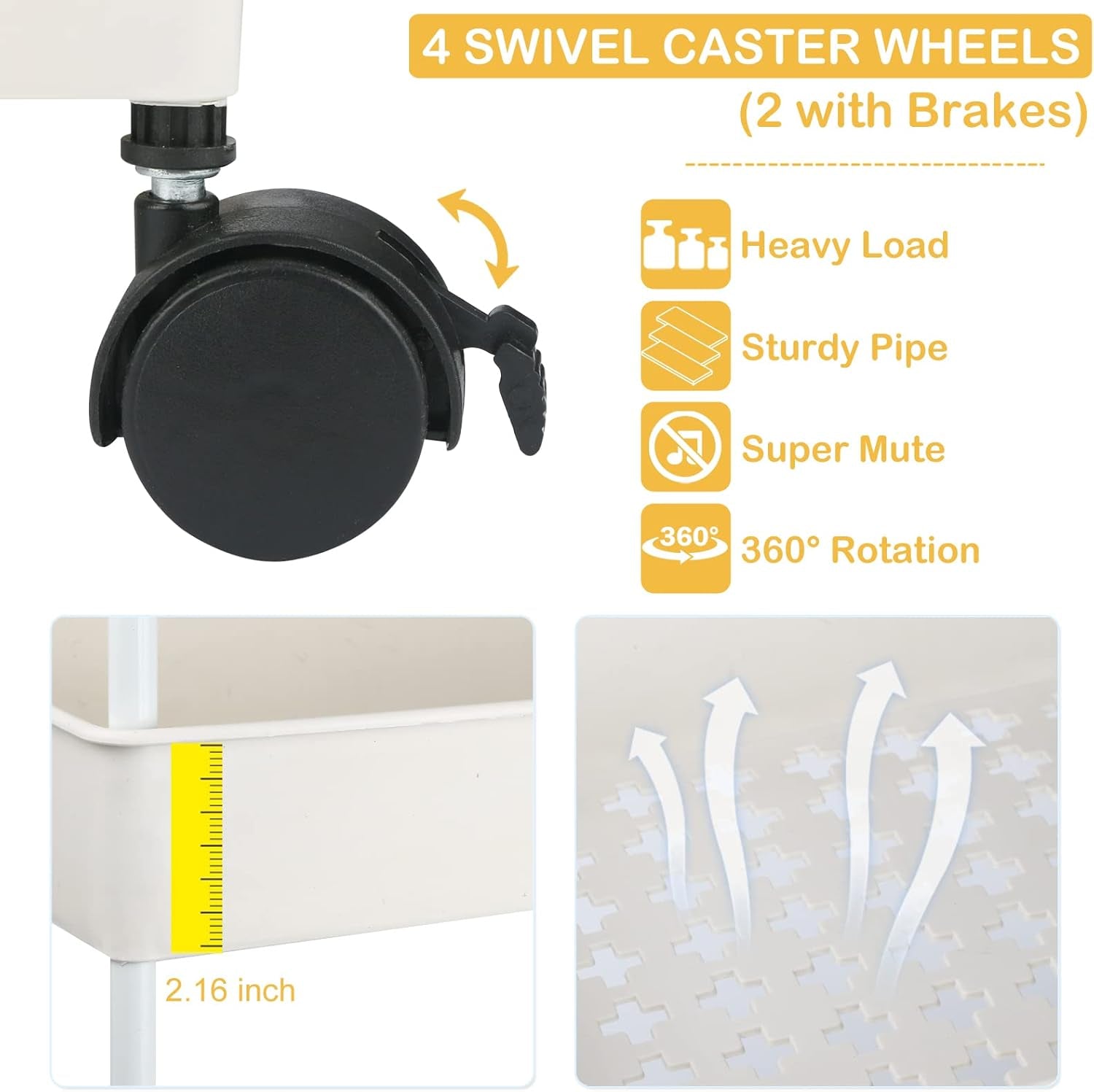 Baby Diaper Caddy, Plastic Movable Cart for Newborn Nursery Essentials Diaper Storage Caddy Organizer for Changing Table & Crib, Easy to Assemble, Beige