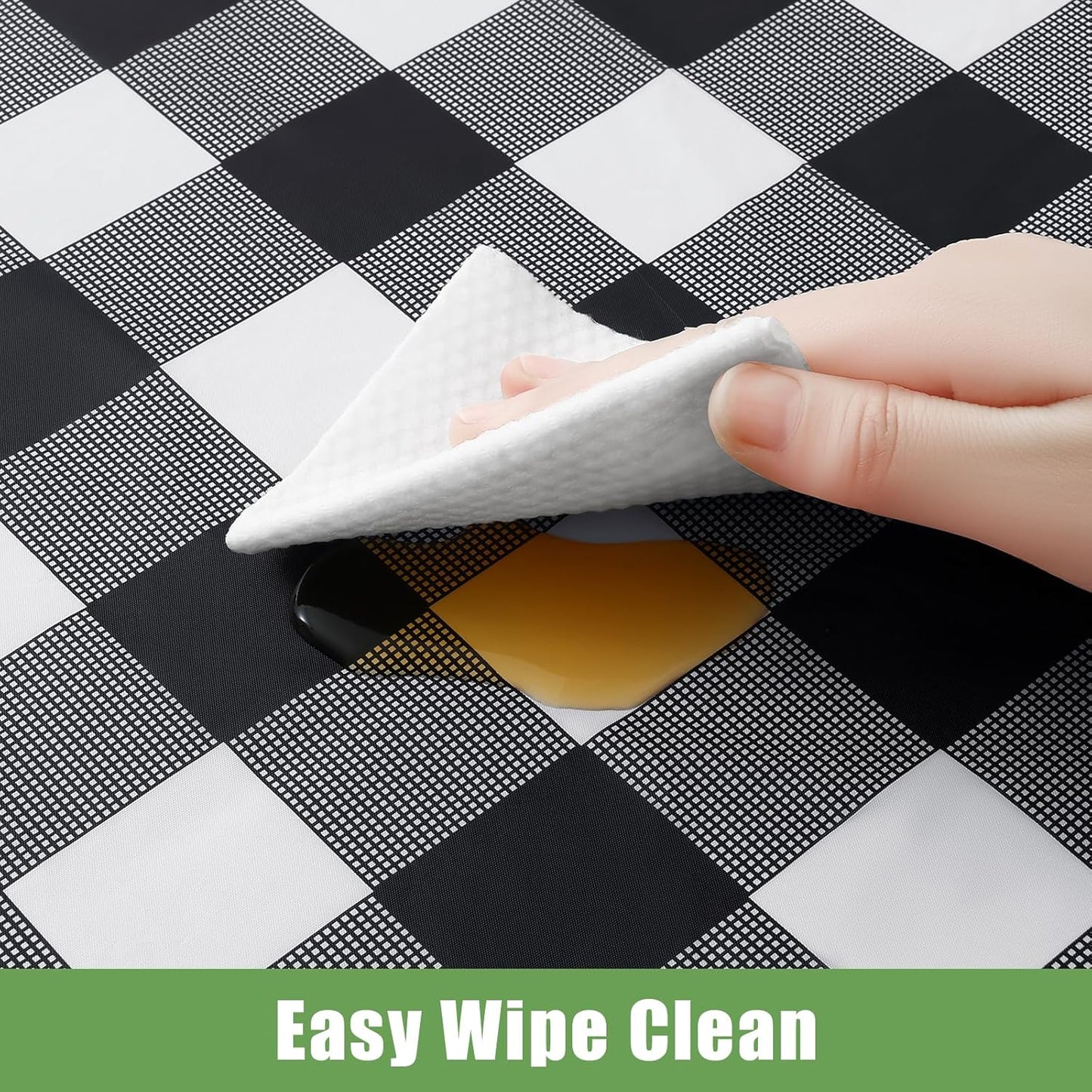 Plastic Table Cloth Disposable 3 Pack, 54X108 Inch Rectangle Waterproof Table Cover for Parties, Decorative Buffalo Plaid Vinyl & Solid Tablecloths, Leakproof & Sturdy, Black and White