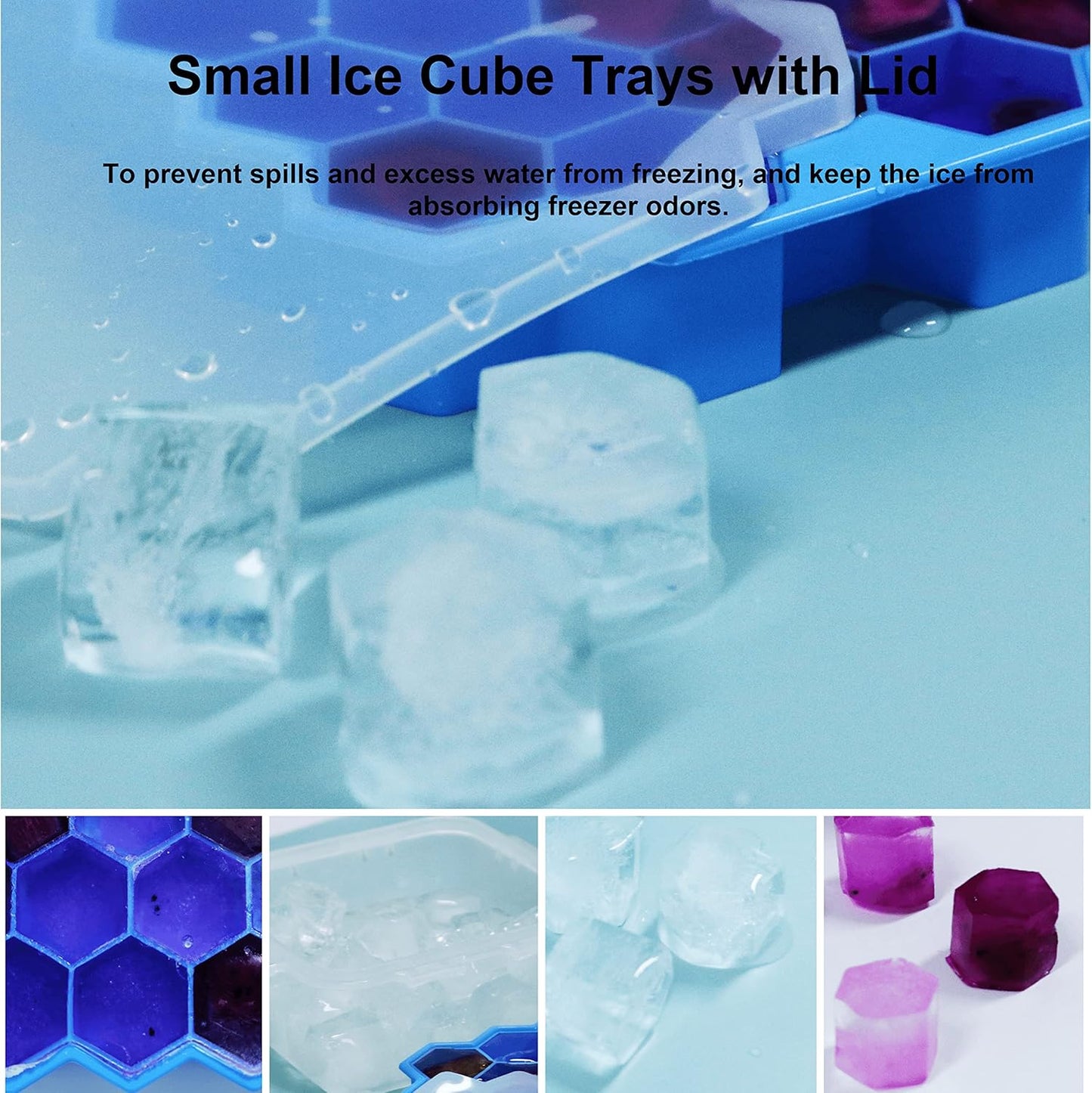 Ice Cube Trays for Freezer with Lid-37 Grid Silicone Ice Cube Tray with Lid for Small Ice Cube Molds, Perfect Kitchen Gadgets Zucchini Nutmeg Ginger Peeler