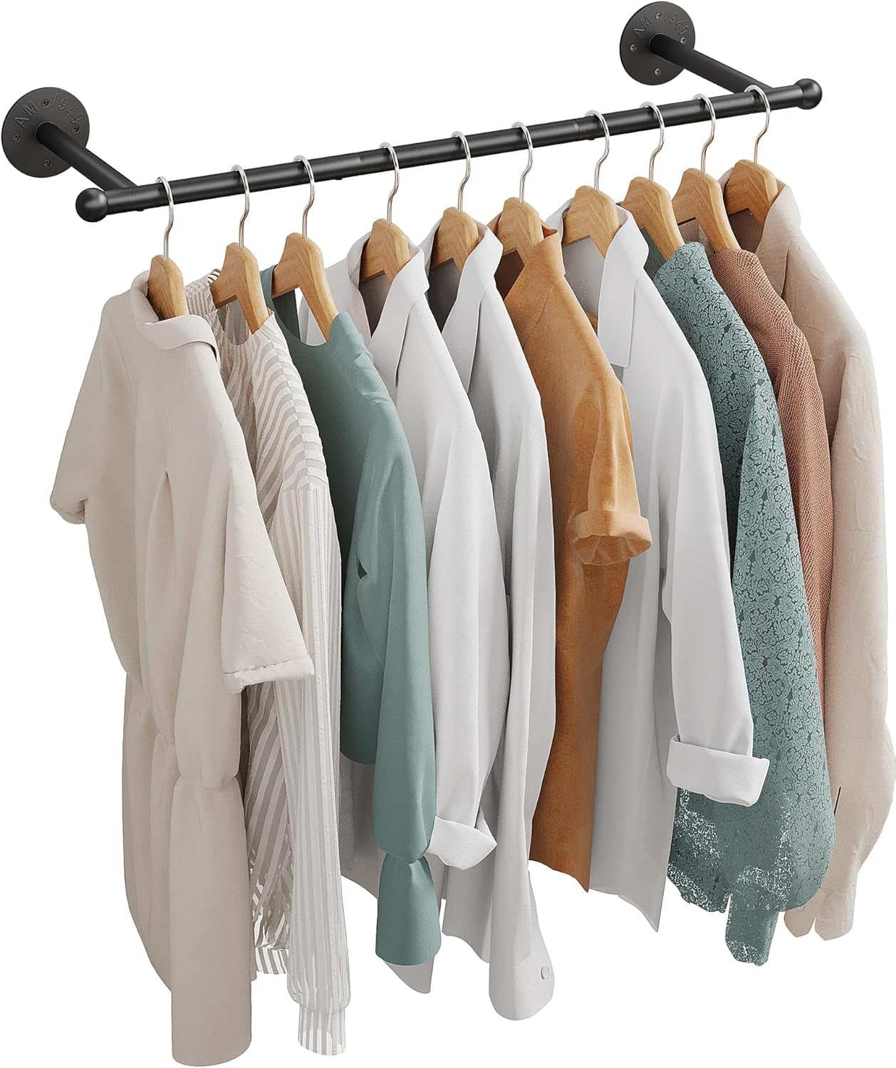 Industrial Pipe Clothing Rack, Wall Mounted Clothes Rack, Closet Rods for Hanging Clothes, 33" Multi-Purpose Hanging Rod for Laundry Room, Bedroom and Closet Storage