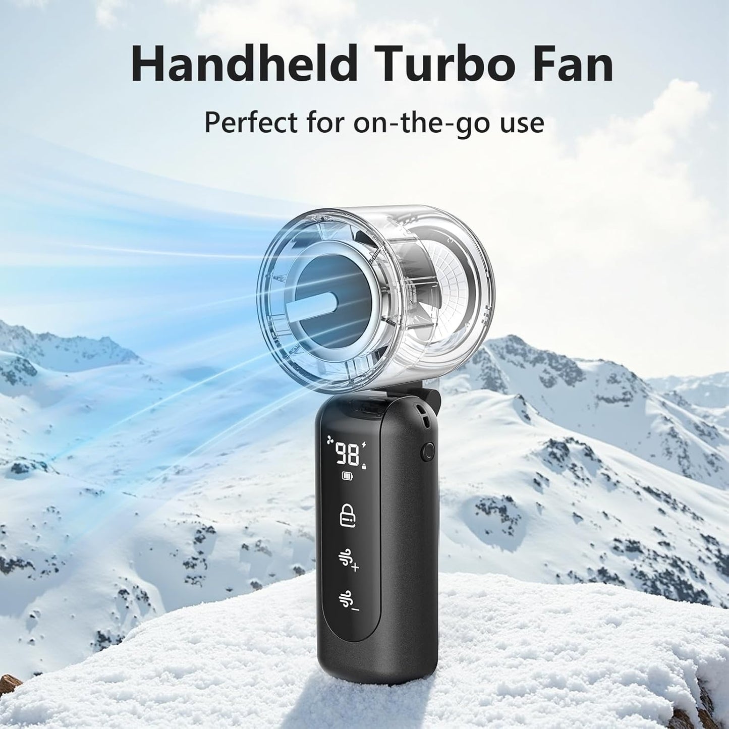 Portable Handheld Mini Fan,Speed(1-100) Adjustable Turbo Personal Fan,4000Mah Battery Rechargeable,Ai Digital Display,Gifts for Women Men Camping Travel Summer Outdoor