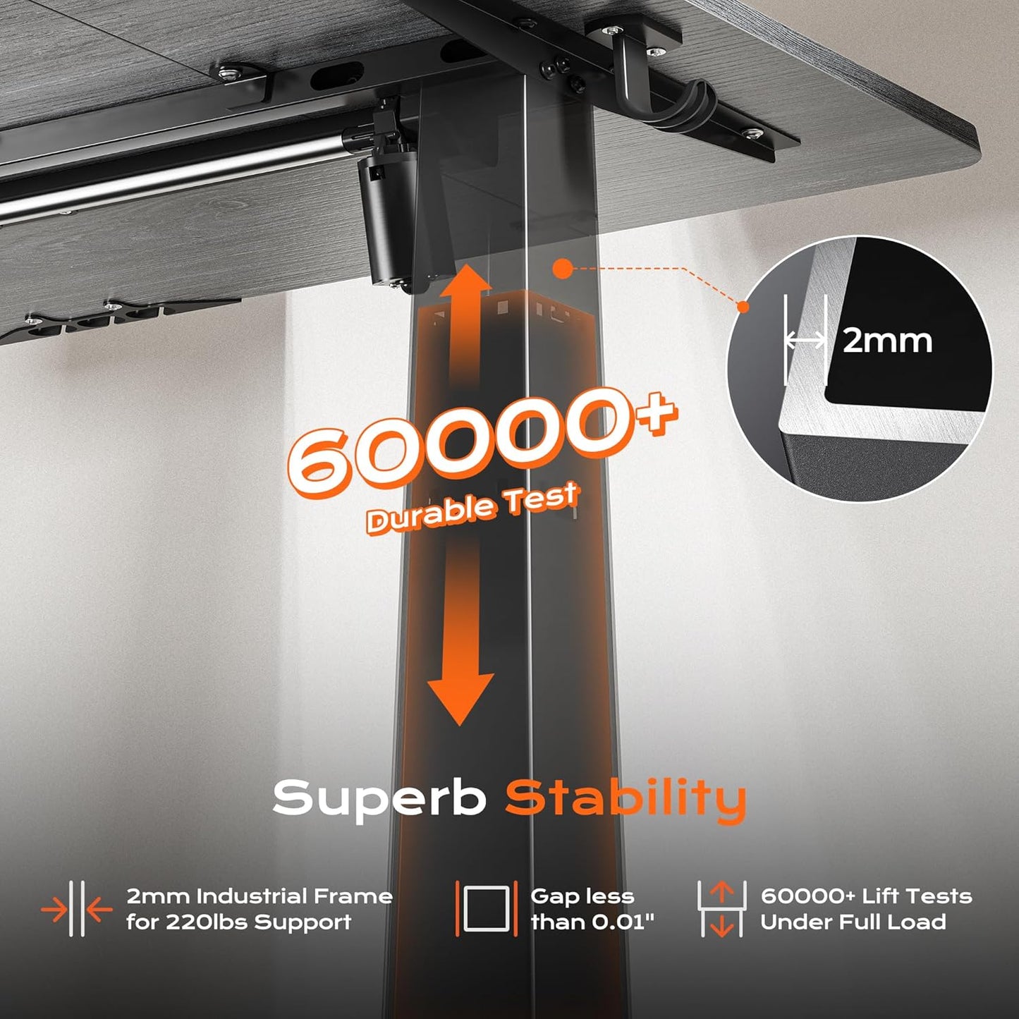 Large Electric Height Adjustable Standing Desk, 55" x 28", 27.6" Deep Desktop, Gaming and Office Desk with 2 Hooks and 3 Preset Heights, Grey Finish