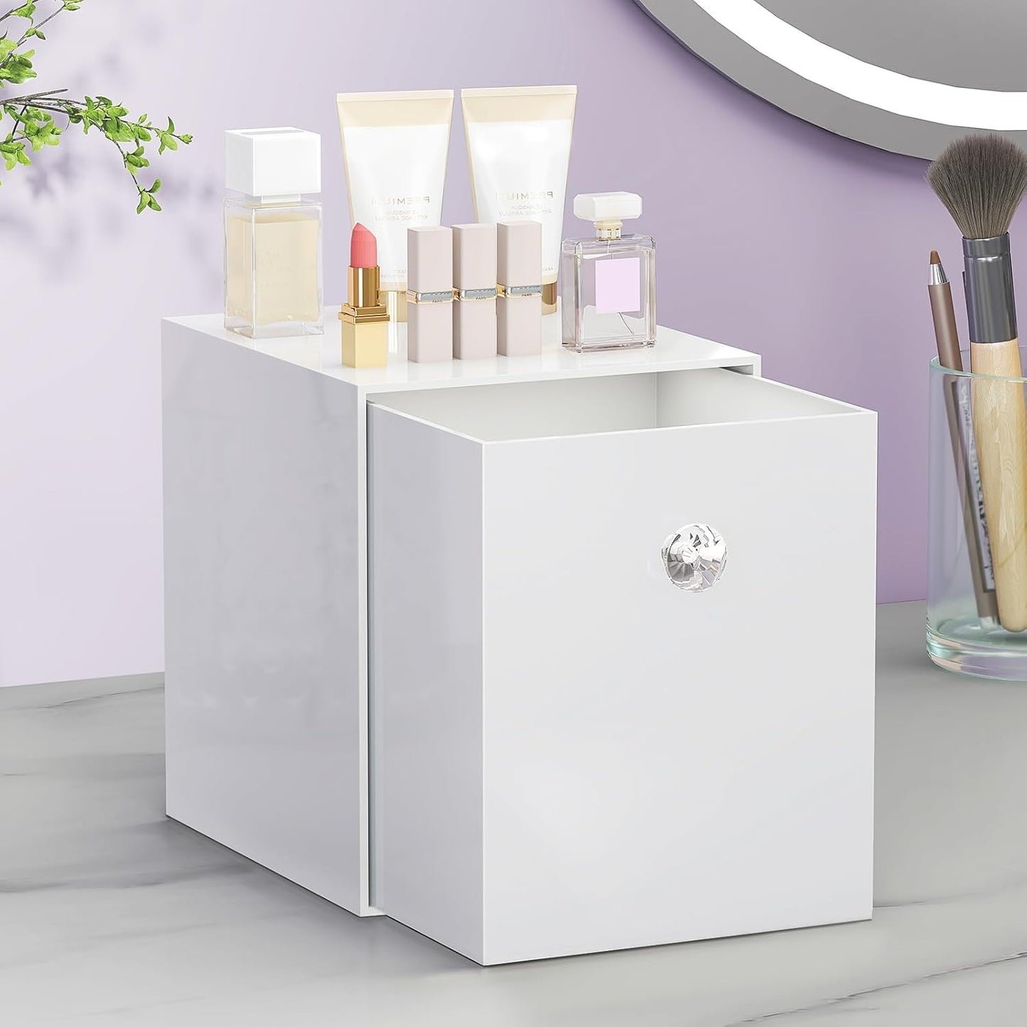 Clean Skin Club Face Towels Holder - Stackable Acrylic Organizer Compatible with Clean Skin Club Towel XL, Bathroom Vanity, Dresser Holder, Dustproof Multipurpose for Makeup, Skincare, White