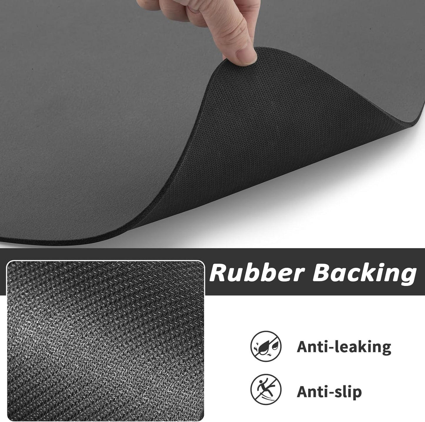Pet Feeding Mat - Absorbent Dog Mat for Food and Water, No Stains Cat Bowl Mat, Easy to Clean Pet Placemats, Quick Dry Dog Water Dispenser Mat for Messy Drinkers | Paw Dark Grey 12"X 19"