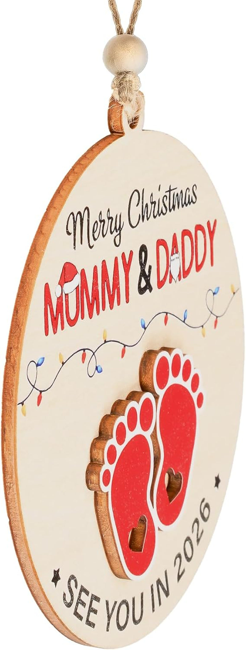 Merry Christmas Mommy and Daddy See You in 2026, Wooden Expecting Baby Ornament 2026, Pregnancy Announcement for Husband Grandparents Family Aunt, Gifts for Expecting Parents, Parents to Be Gifts