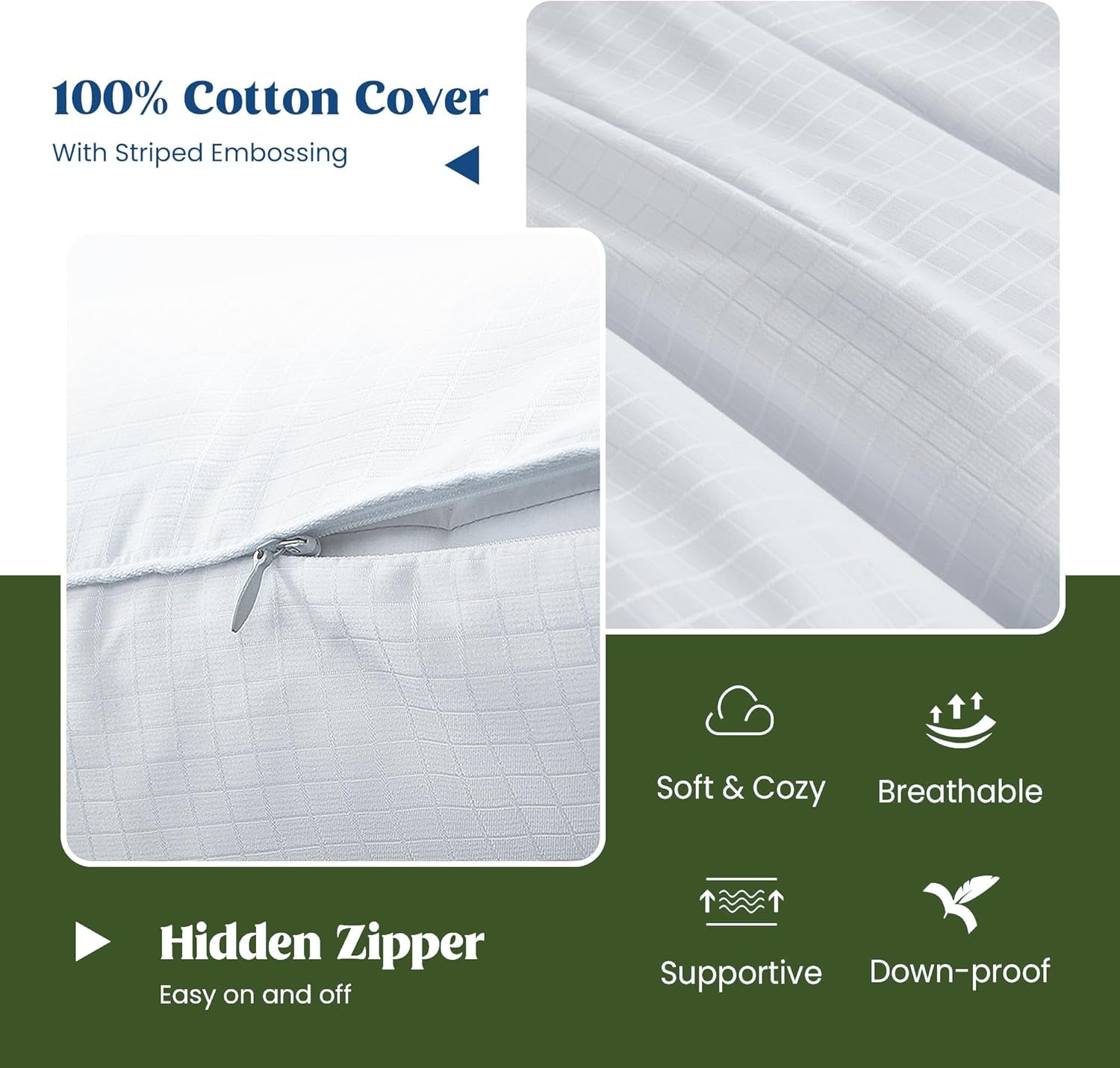 ® Goose Feather down Pillows, Bed Pillows for Sleeping with 2 Outer Protectors, Hotel Standard/Queen Pillows Set of 2 (Pack of 2)