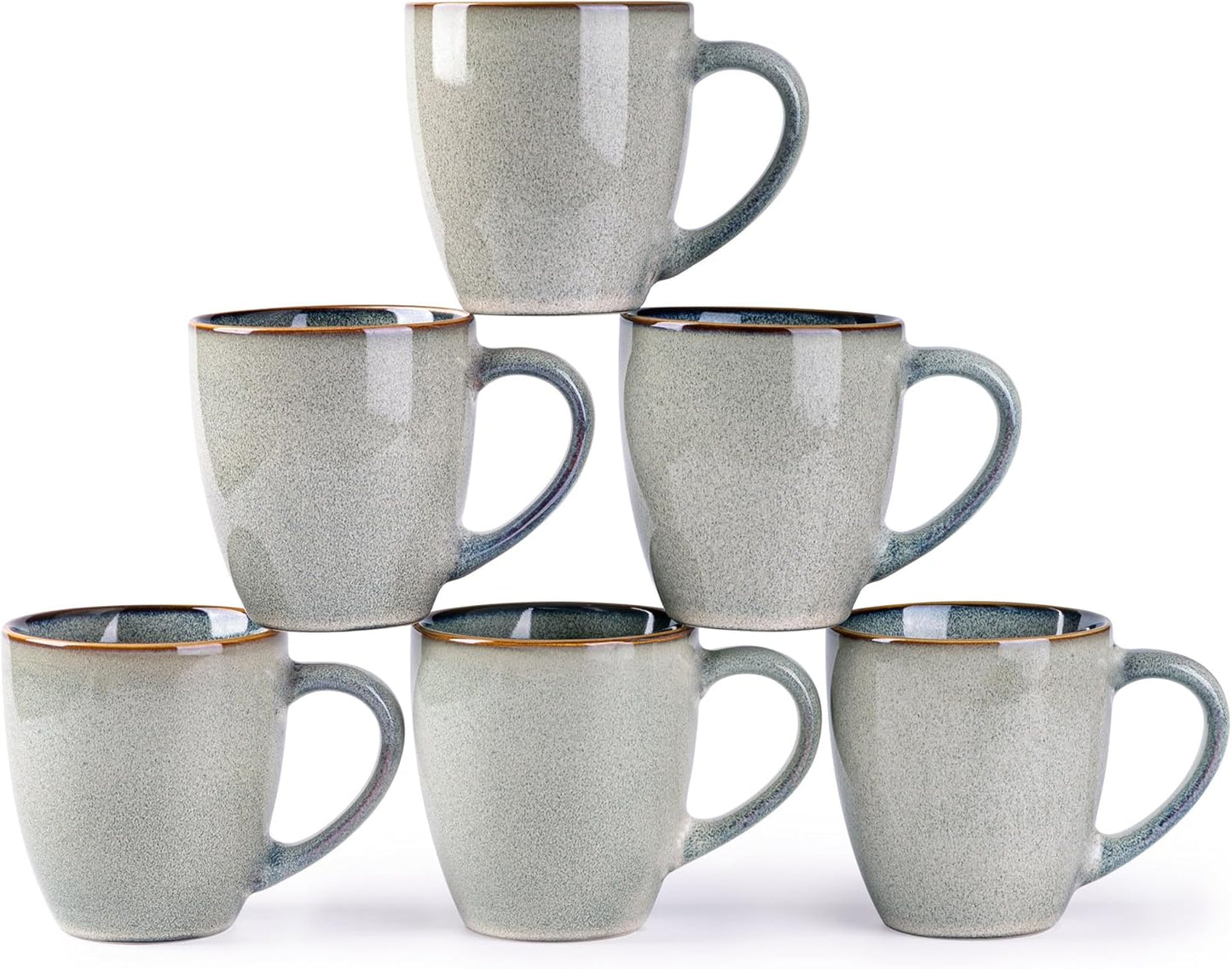 Ceramic Coffee Mug Set of 6, 12 Oz Stoneware Cups for Versatile Beverages, Lightweight and Dishwasher/Microwave Safe