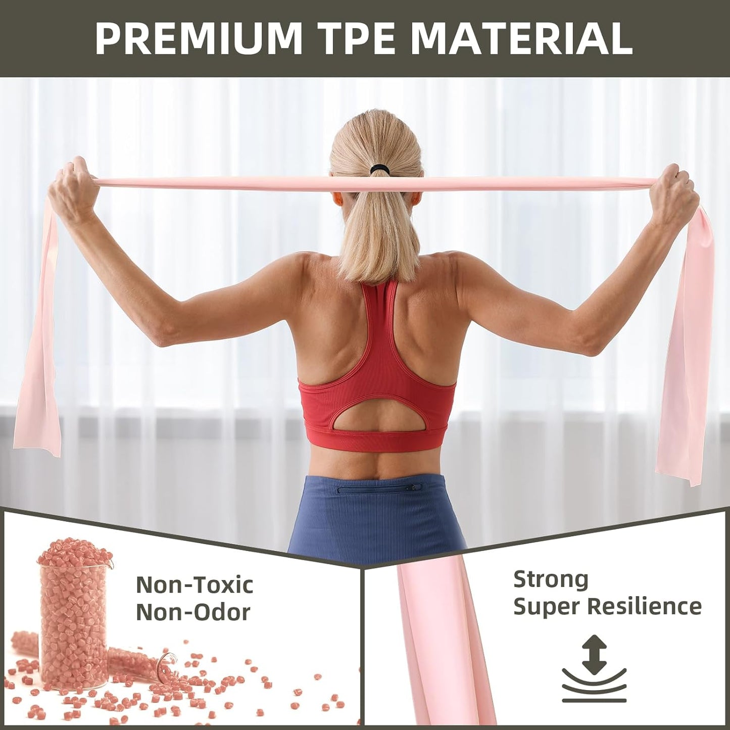 Resistance Bands for Working Out, Exercise Bands Resistance Band for Physical Therapy, Stretch Bands for Legs, Arm, Whole-Body Fitness, Booty, Stretching, Women & Men Workout Bands