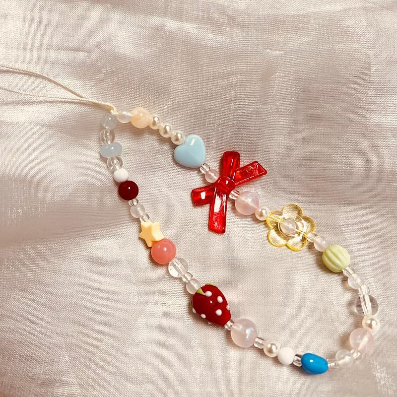 Strawberry Phone Charm Aesthetic Y2K Cell Phone Charms Strap Accessories for Keychain Camera