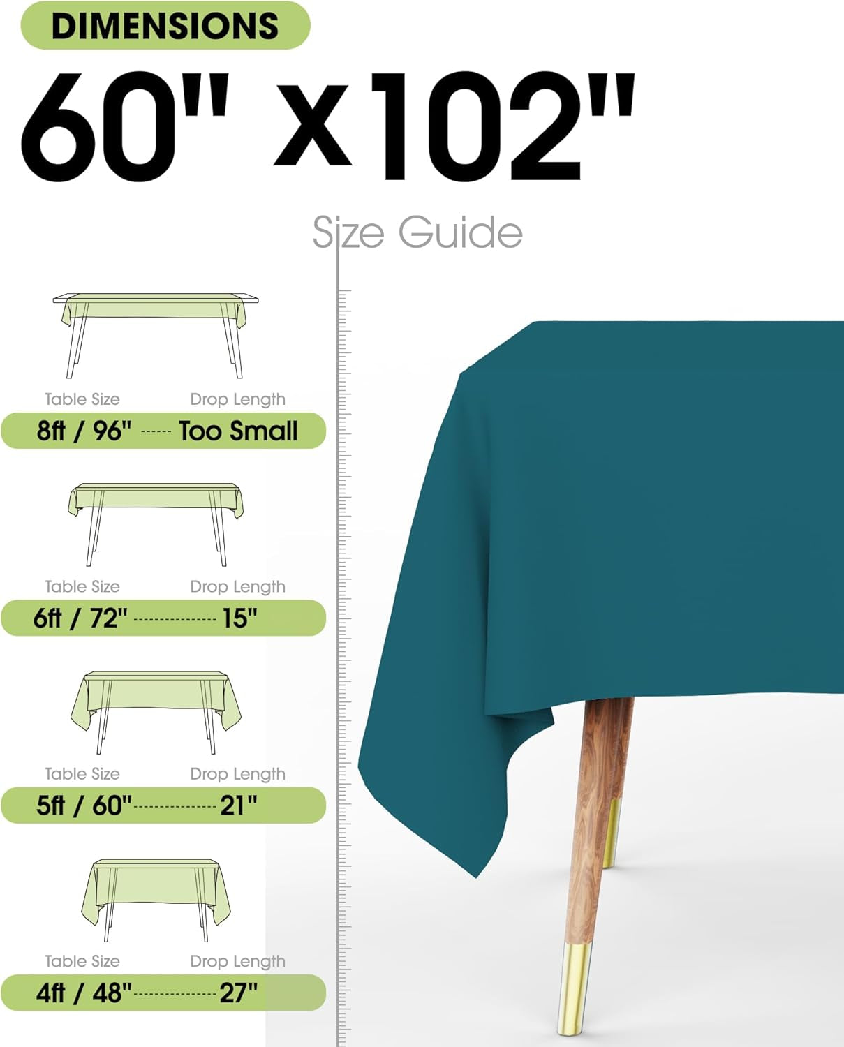 Rectangle Table Cloth 60" X 102" – Durable Polyester Tablecloth Offers Reusable & Washable Protection, Ideal for Outdoor Party, Picnic, Wedding, Banquet and Birthday, 2 Pack, Caribbean