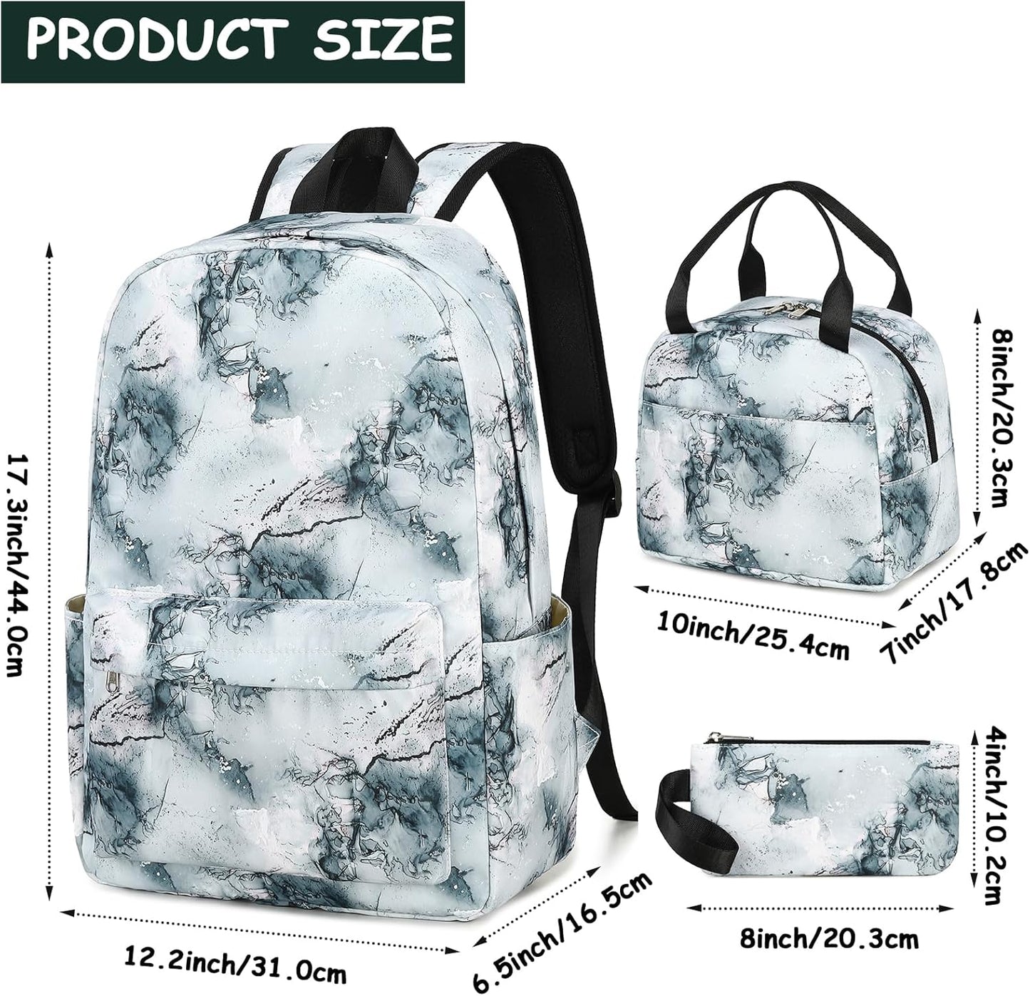 Teen Girls School Backpack Kids Bookbag Set with Lunch Box Pencil Case Travel Laptop Backpack Casual Daypacks