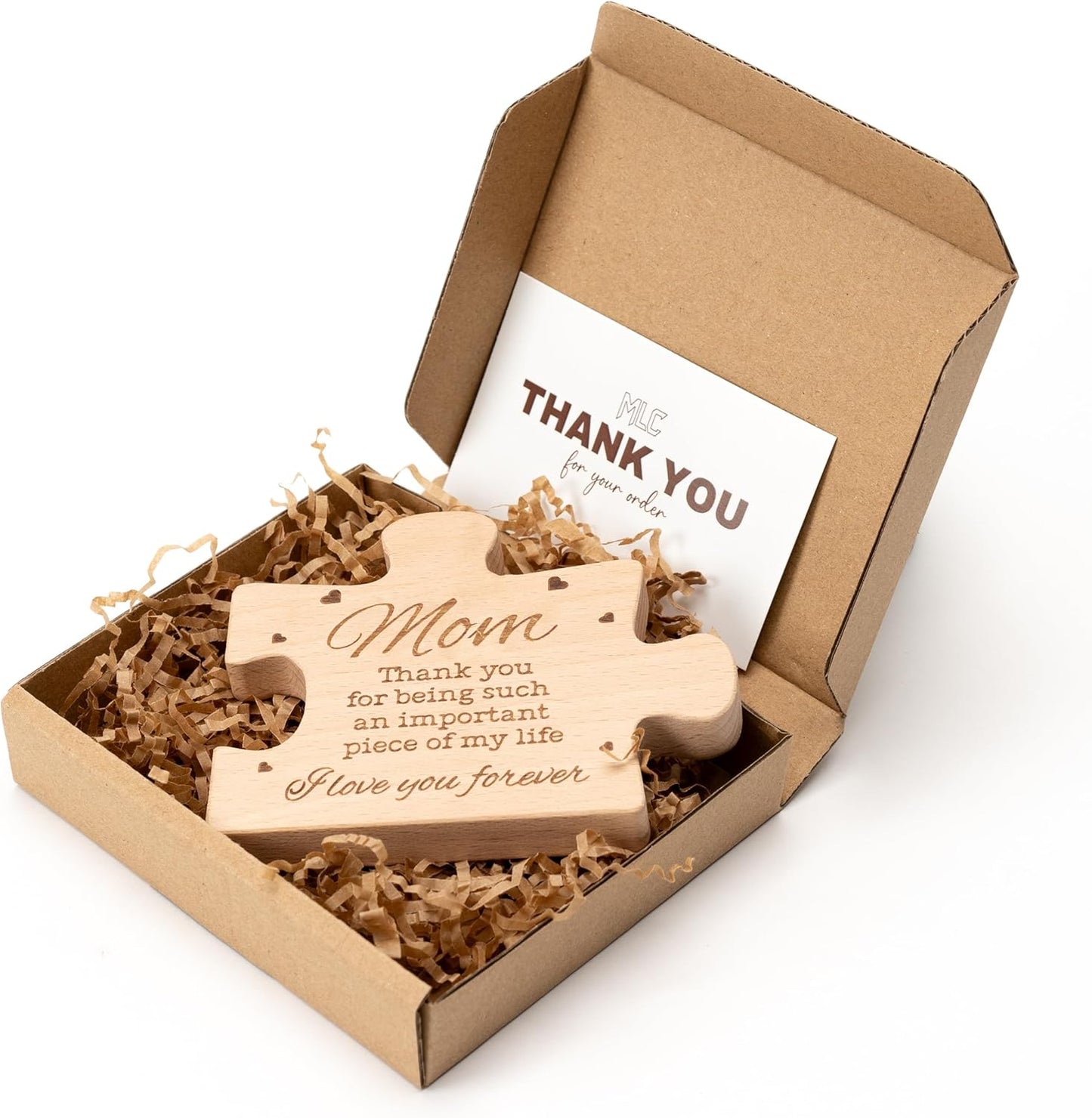 Mom Puzzle Piece Gift, Mothers Day Puzzle Block Solid Natural Wooden Engraved Gifts for Mom, Best Presents for Moms, Best Mom Ever Gifts, Mothers Day Decor for Mother'S Day, Birth Day, Chritsmas