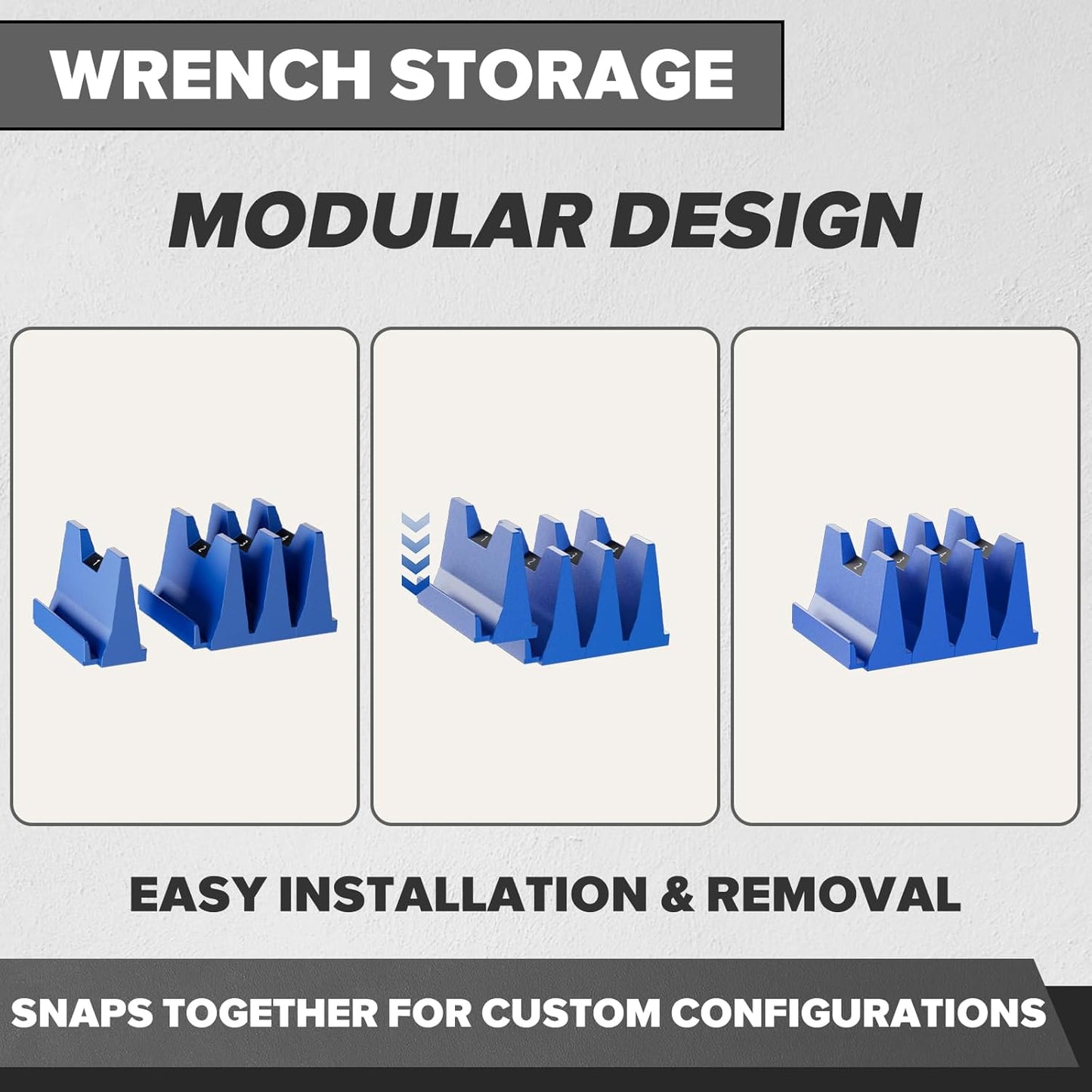 40PCS Modular Wrench Organizer Wrench Holder - Wrench Tool Organizers for Tool Drawer Storage, Wrench Storage Set with Metric & SAE Label, Wrench Rack Tool Gift for Professional Mechanics Men, Blue