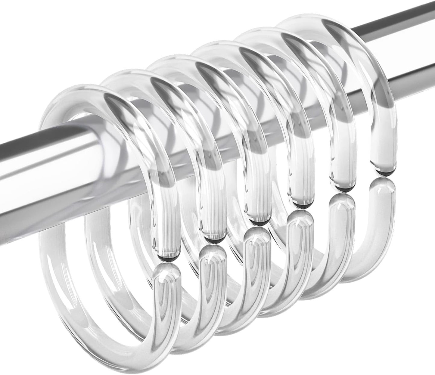 Plastic Shower Curtain Rings, Shower Curtain Hooks, 24 Pcs C Shaped Shower Hooks for Shower Curtain, Clear Shower Curtain Hooks for Bathroom