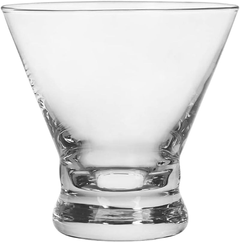 Set of 9 Martini Glasses - 8-Ounce Cinched Design Cocktail Glasses with Heavy Base, Stemless Construction for Stability - Sturdy and Elegant Cosmopolitan Bar Glasses (Glass, Clear9Pcs)