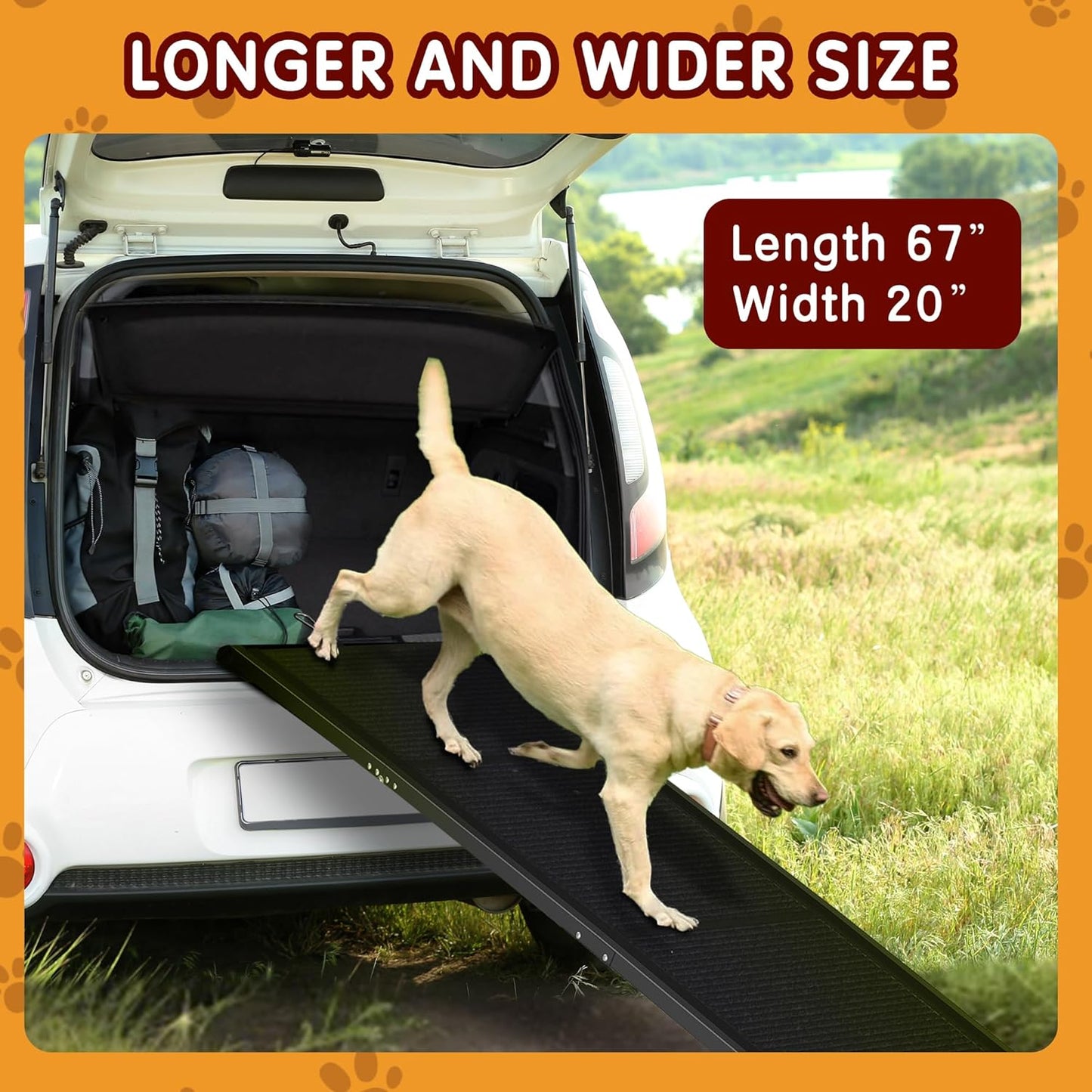 Premium Foldable Dog Ramp for Cars - 67" x 20" Extra Wide Non-Slip Ramp for Large Dogs, Ideal for SUVs and Trucks