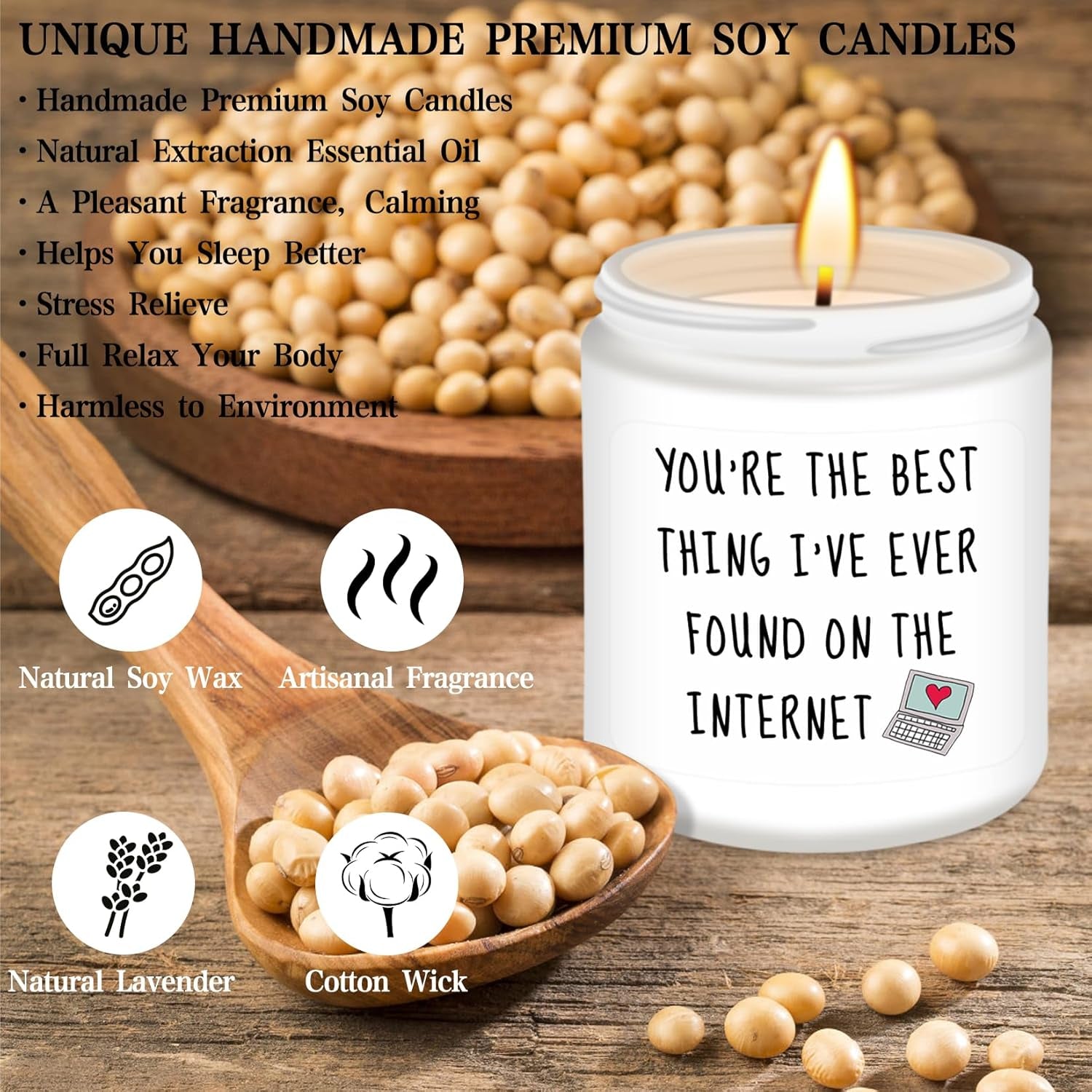 Gifts for Her, Girlfriend, Wife, Funny Lavender Candle Gift Unique Valentines Anniversary Christmas Birthday Gifts for Her, Girlfriend