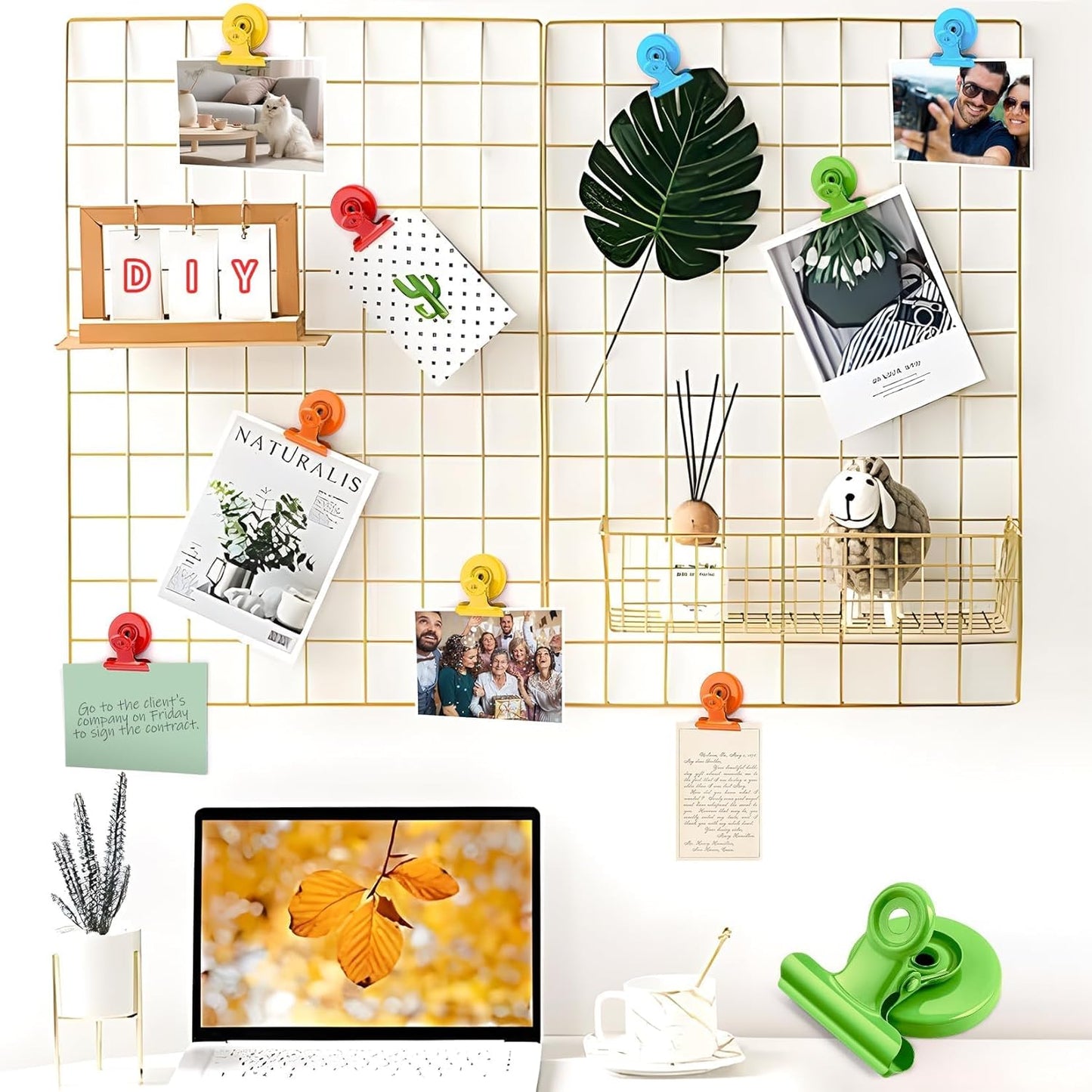 Set of 6 Magnetic Clips for Refrigerator and Whiteboard Organization and Decoration in Kitchen and Office