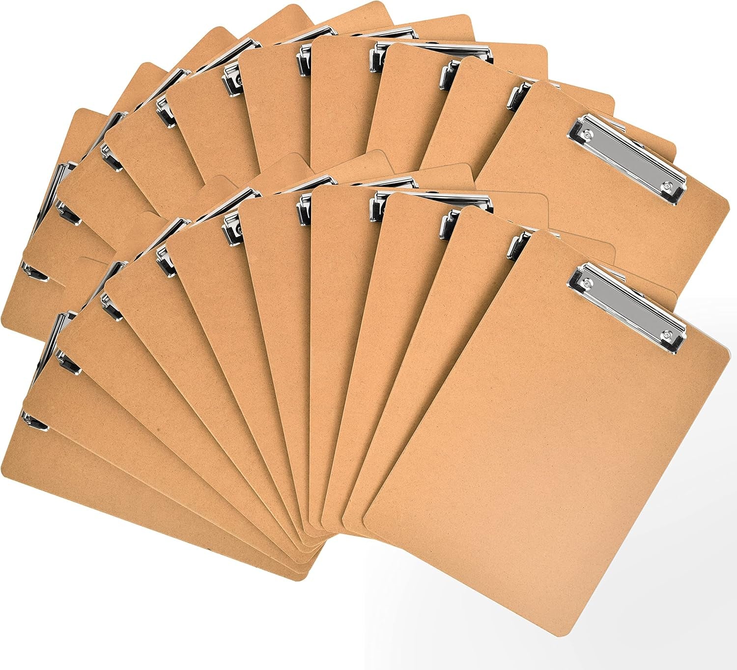 20 Pack Clipboard 8.5 X 11 Letter Size Clip Boards Bulk, A4 Wooden Hardboard Office Clipboards Pack for Classroom, Work-Meetings, Brown
