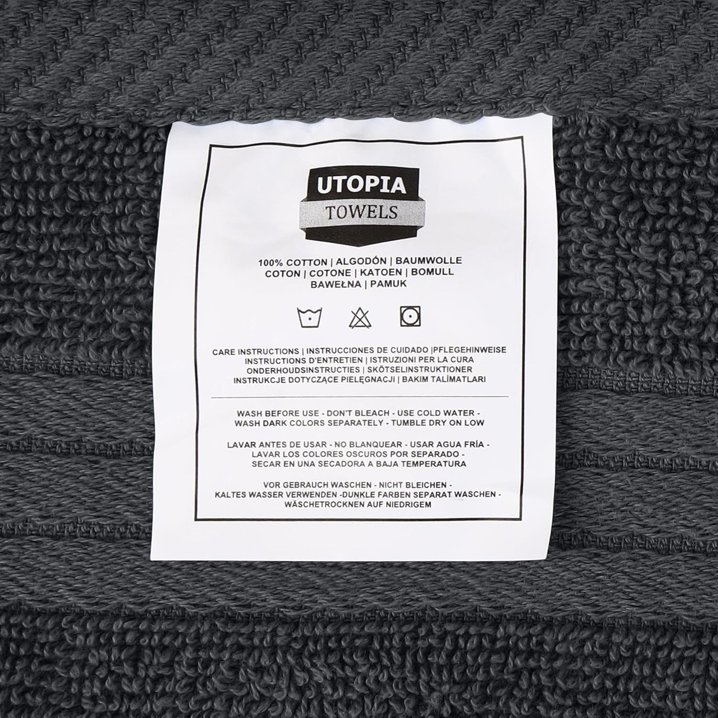 12 Pack Premium Wash Cloths Set, 12 by 12 Inches, 100% Cotton Ring Spun, Highly Absorbent and Soft Feel Washcloths for Bathroom, Spa, Gym, and Face, Grey