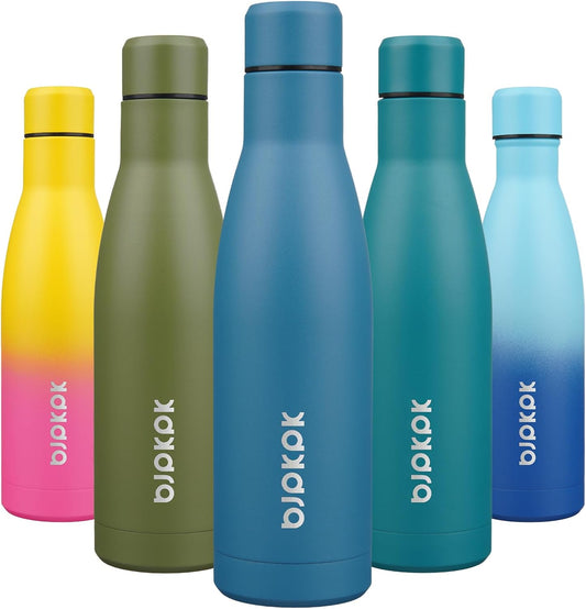 17Oz Insulated Water Bottles Stainless Steel Sports Water Bottles Keep Cold and Hot for Travel Dishwasher Safe,Sea Blue