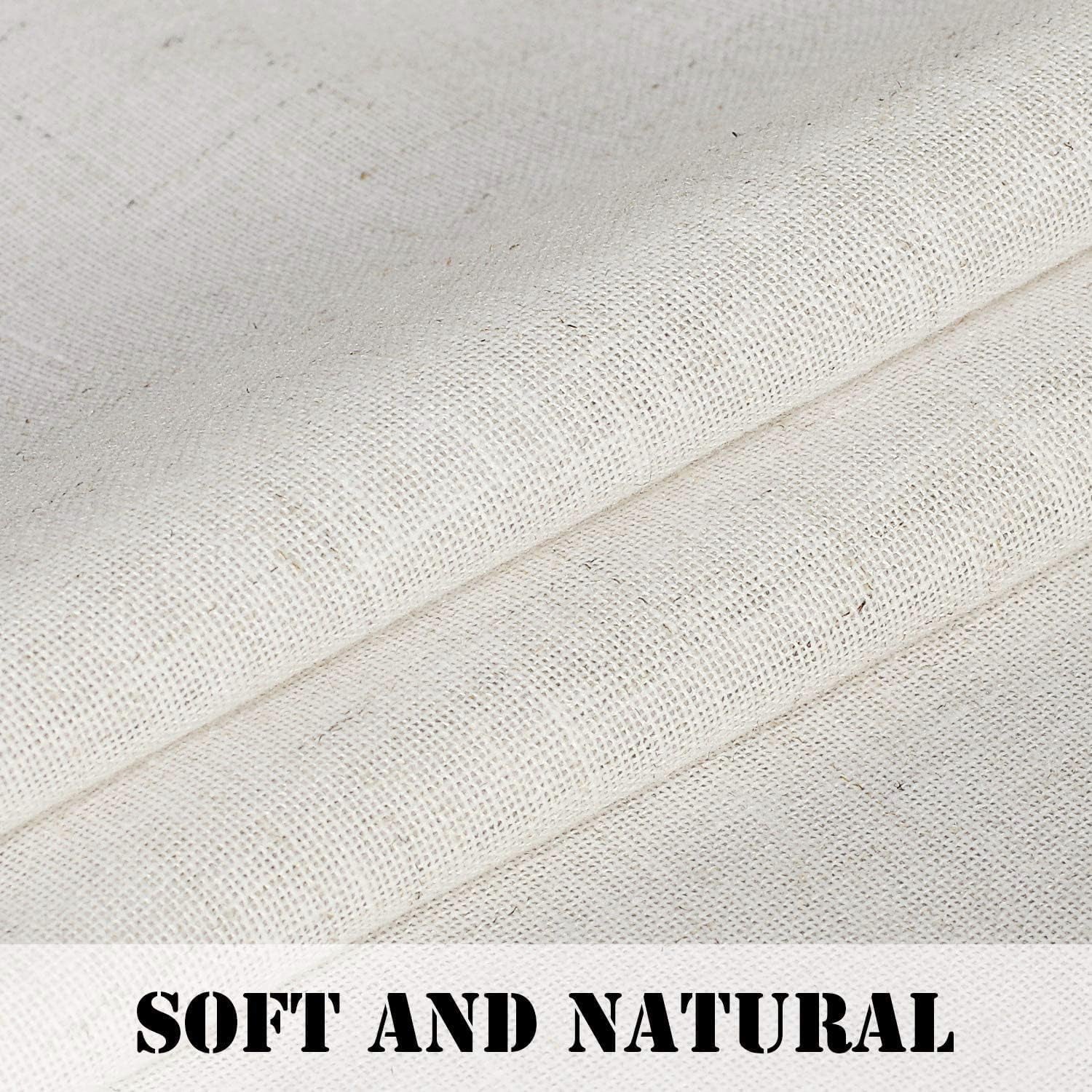 Natural Linen Tab Top Curtains 84 Inch Length for Living Room 2 Panel Drape Semi Sheer Neutral Country Rustic Farmhouse Boho Curtain Bedroom Muslin Look Light Filtering, Heathered Natural