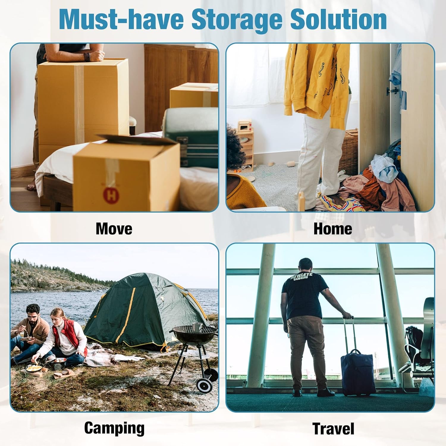 Vacuum Storage Bags, 10 Small Space Saver Vacuum Seal Bags, Space Bags, Vacuum Sealer Bags for Clothes with Travel Hand Pump (10S)