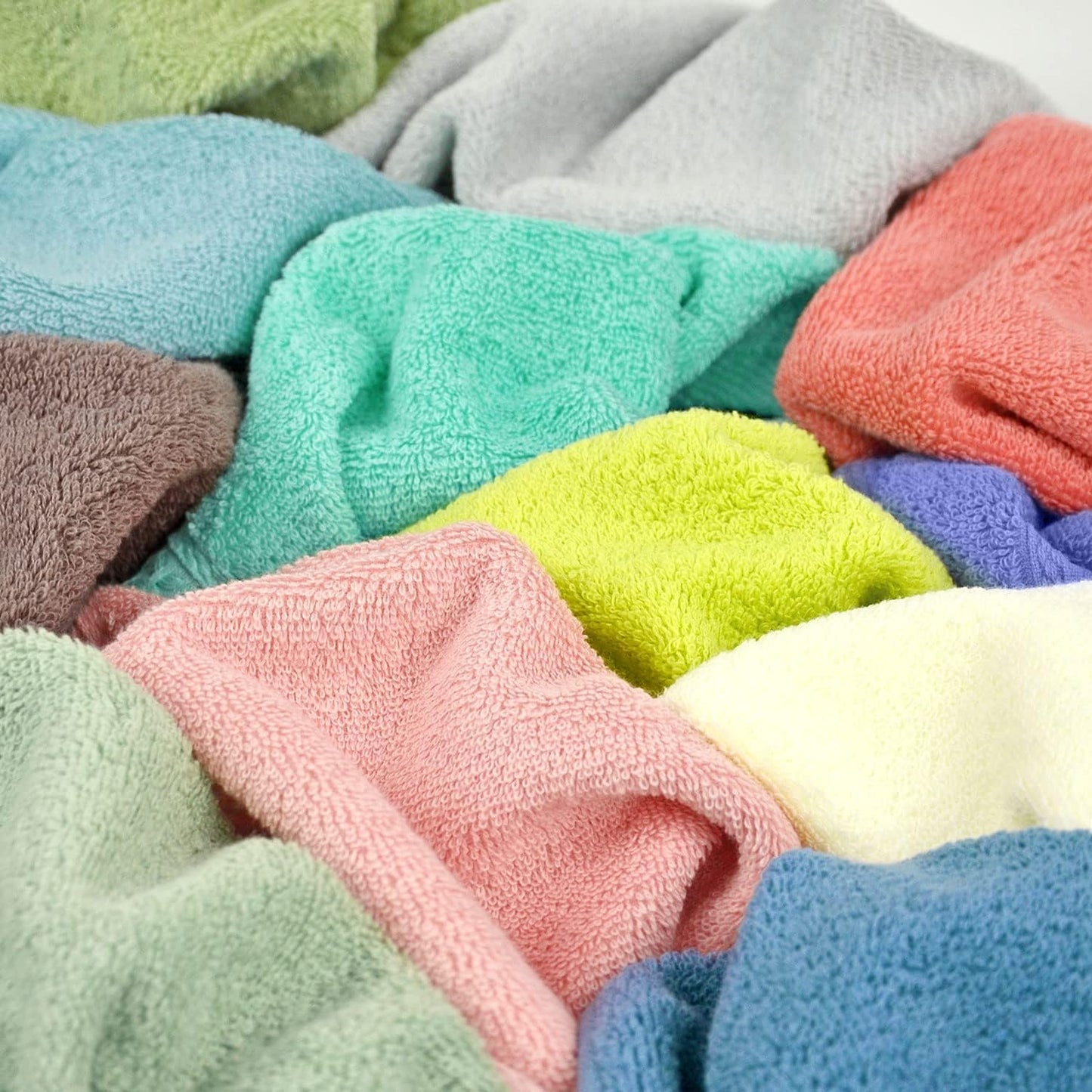100% Cotton Wash Cloths 12 Pack Bath Washcloths Facecloths, 13 by 13 Inches Large Bathroom Washcloth Set 12 Assorted Colors (Multi, 12)