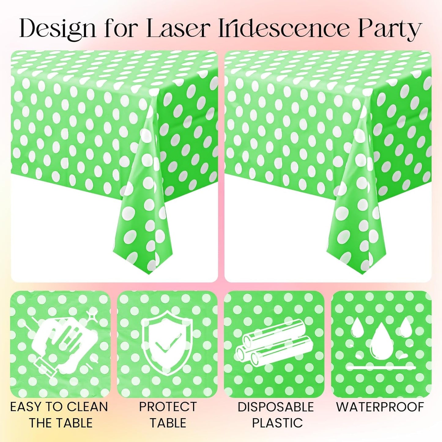 Lime Green Polka Dot Rectangle Tablecloth - 54" x 72" Decorative and Stain-Resistant Table Cover for Dining, Buffet, Weddings, Camping, and Parties