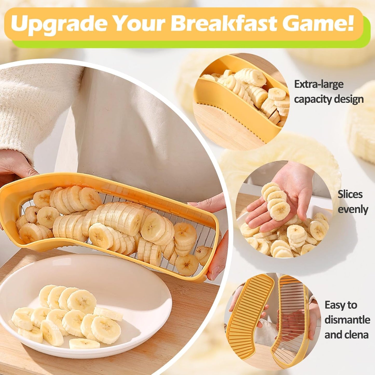 Extra Large Banana Slicer, Spam Slicer, Egg Cutter for Hard Boiled Eggs, Cheese Butter Cutter for Hot Dog Slicing, Multipurpose Strawberry Slicing Kitchen Gadgets for Fruits and Vegetables