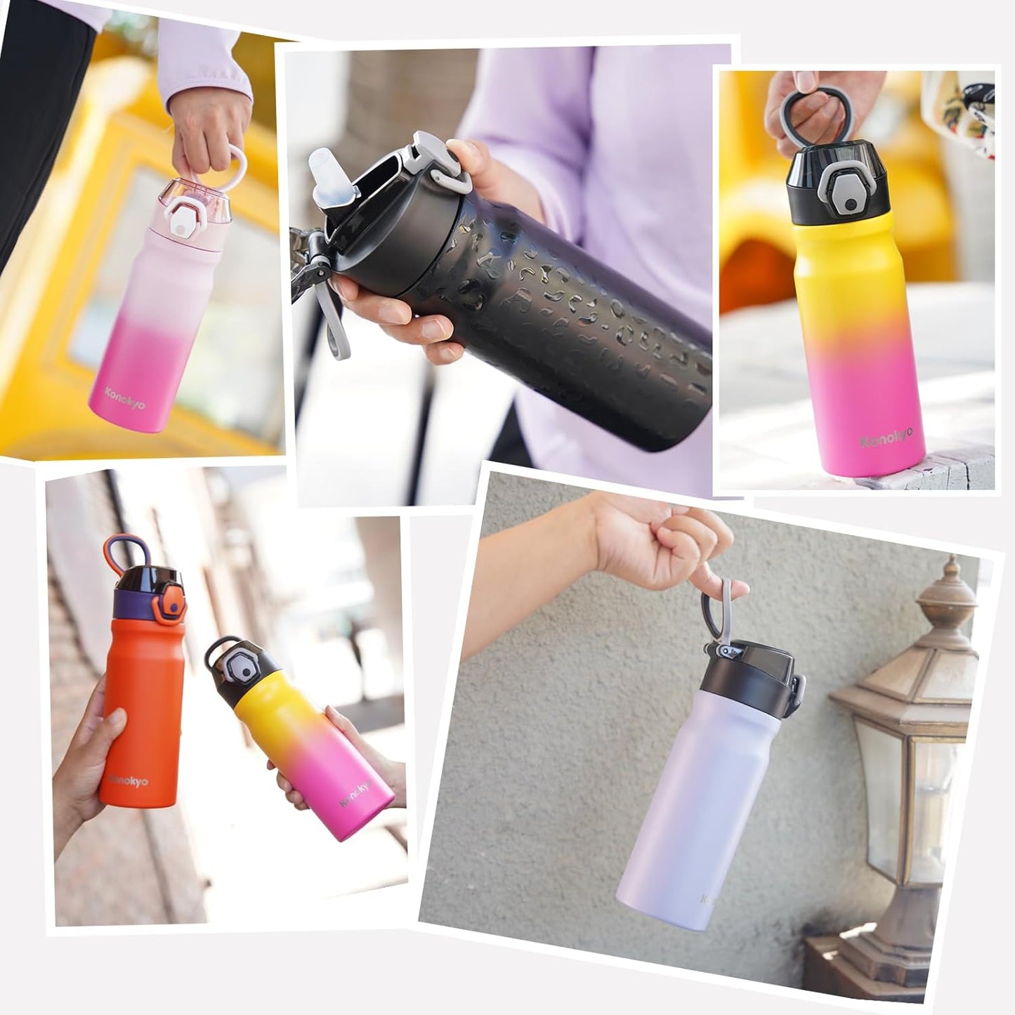 Insulated Water Bottle with Straw and Carry Loop,18 Oz Stainless Steel Double Wall Vaccum Metal Water Flask with Leak-Proof Lid,Mint
