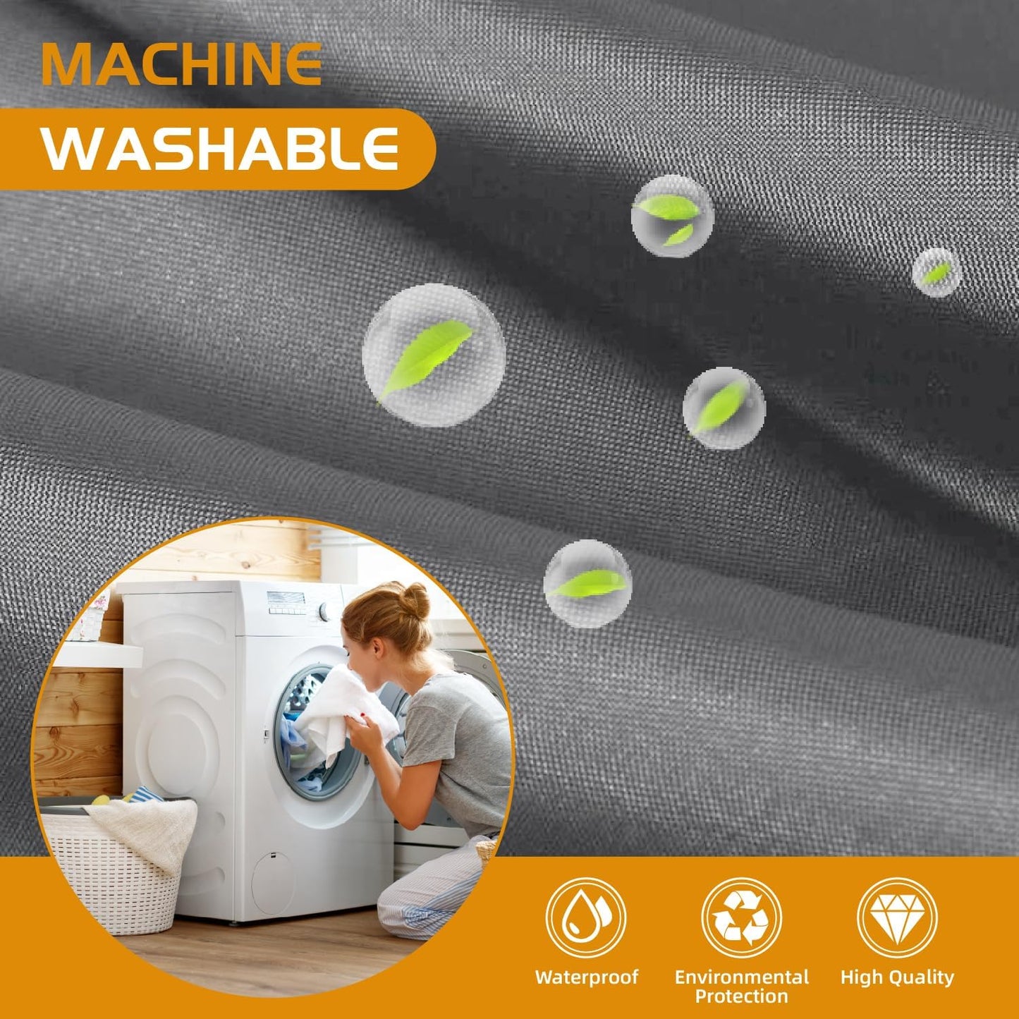 1 Pack Fabric Snap-In Shower Curtain Liner Replacement,Compatible with No Hook Shower Curtain with Snap in Liner, Removable & Water-Repellent,Machine Washable,70X54,Grey