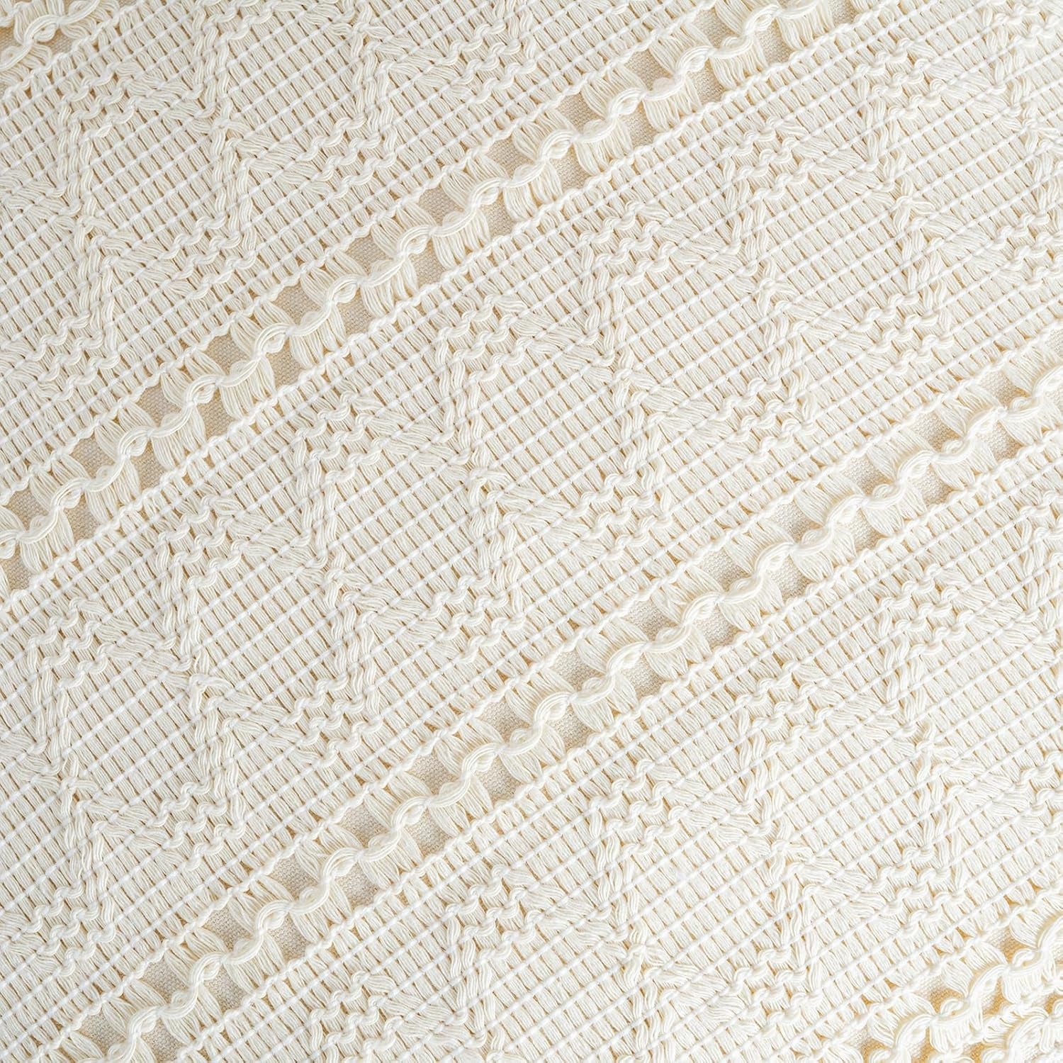 Set of 1 Boho Cream Lumbar Decorative Throw Pillow Cover 12X20 Inch for Couch Bed Sofa Chair, Modern Organic Farmhouse Home Decor, Soft Cotton Cute Accent Rectangle Cushion Case