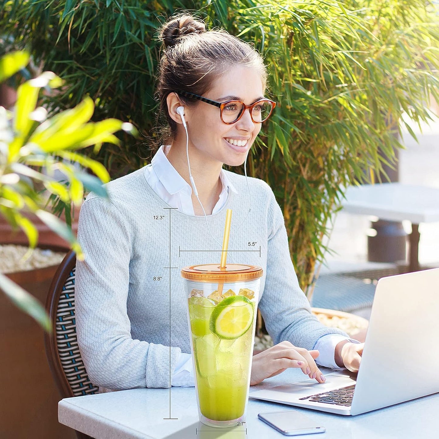 32Oz Acrylic Tumblers with Lid and Straws,Double Walled Clear Plastic Straw Cup,Reusable Insulated Cups Perfect for Parties,Birthdays,Weddings -2 Pack