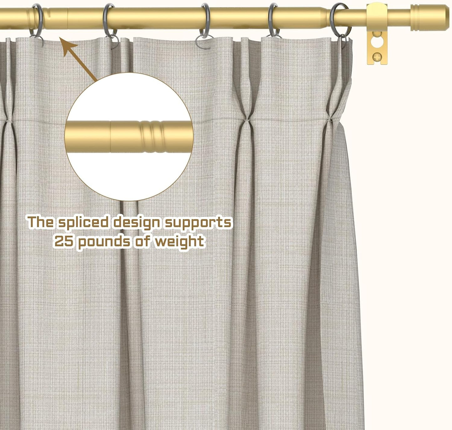 Curtain Rods for Windows 28 to 48-60 Inches, 5/8 Inch Gold Adjustable Small Curtain Rod Set with Brackets for Bedroom Living Room