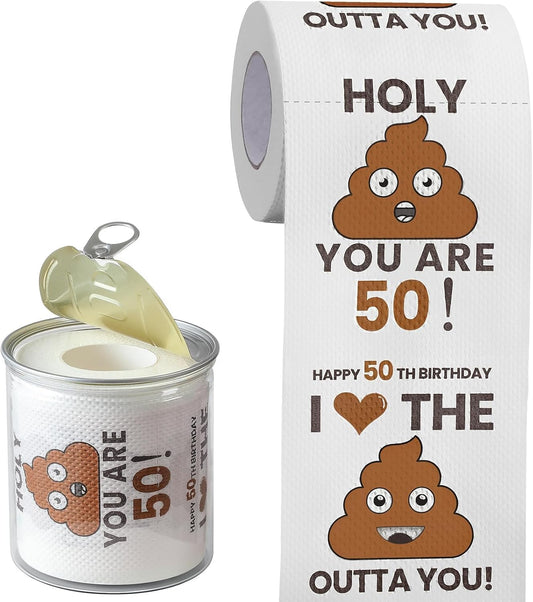 Can-Shaped Packaging - 50Th Birthday Gifts for Men Him Women Her Toilet Roll Paper - 50Th Birthday Decorations, Party Supplies Favors - 50 Years Old Funny Gag Gift Ideas, Bday Present for Friends