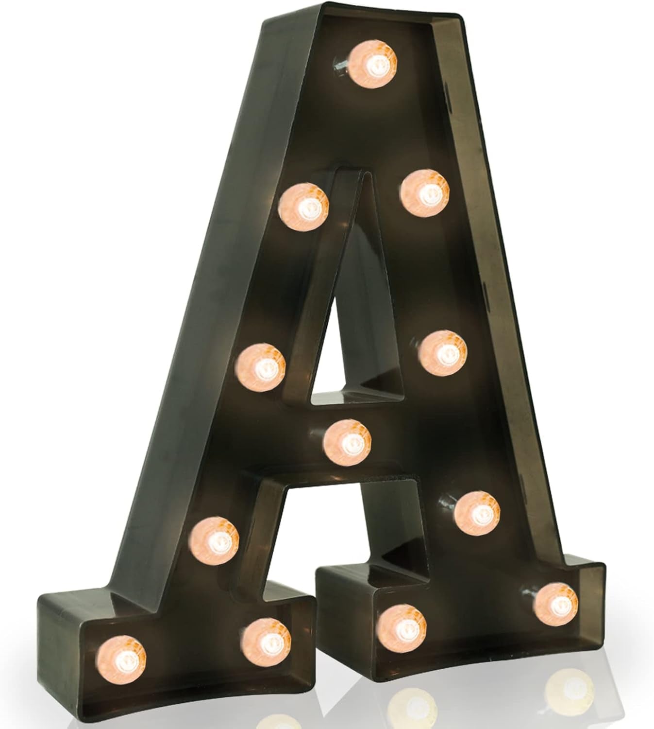 Light up LED Letter Marquee Sign - Alphabet Marquee Letters with Lights for Wedding Birthday Party Christmas Night Light Lamp Home Bar Decoration A, Black