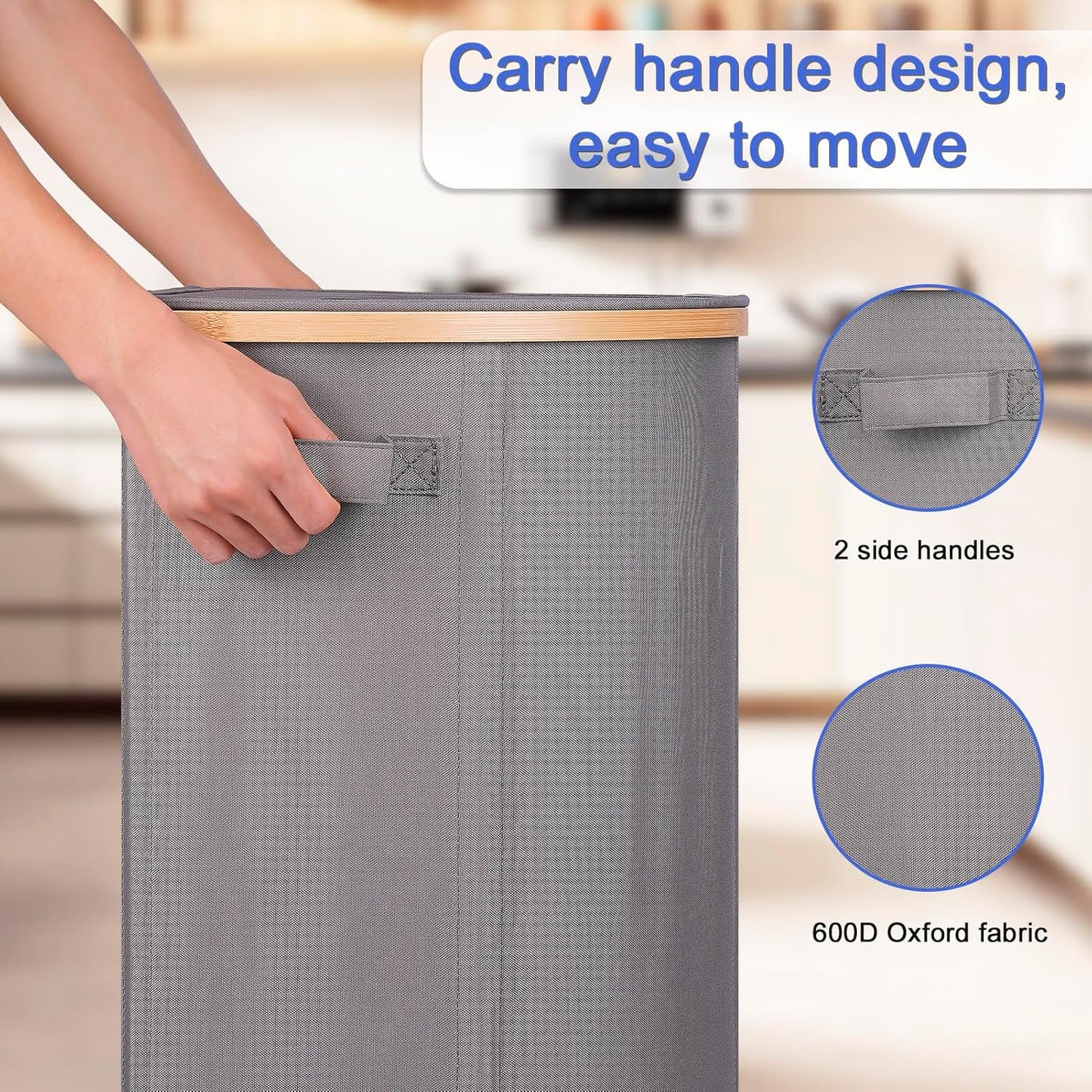Recycling Bin for Kitchen 100L, 26 Gallon Recycle Bins for Indoor Outdoor Home Use with 2 Removeable and Reusable Inner Bags, Tall Recycle Bin for Bottle Can Plastice Stickers (Grey)