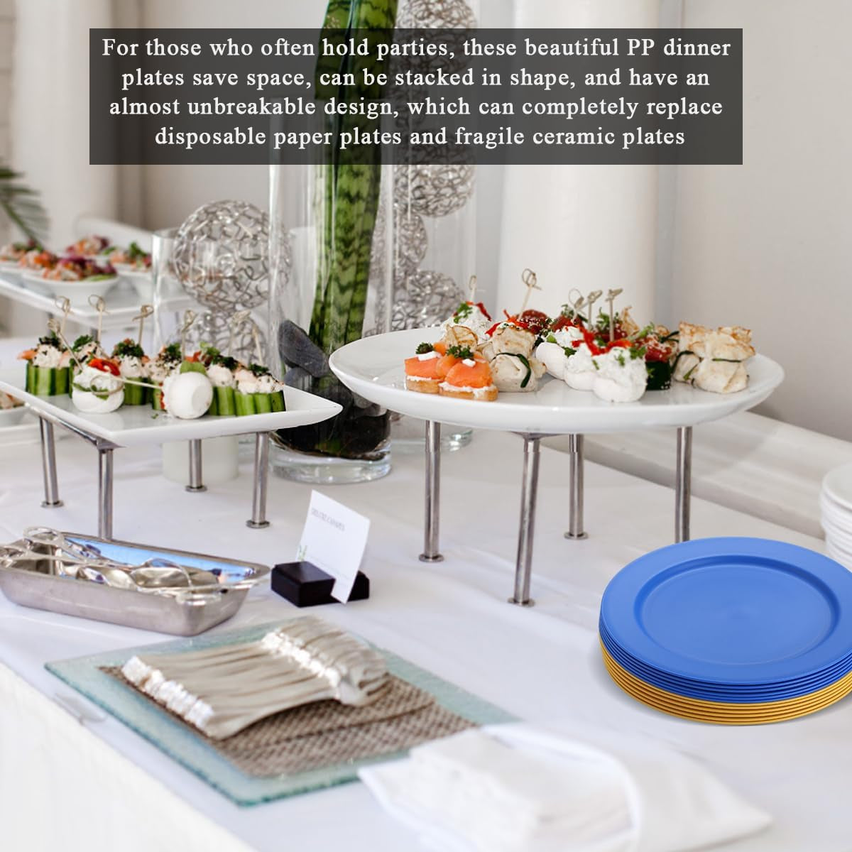 12-Piece Set of 10" Reusable and Unbreakable Plastic Dinner Plates, Salad Plates, and Pasta Bowls - Ideal for Home, Garden, Picnics, and Camping