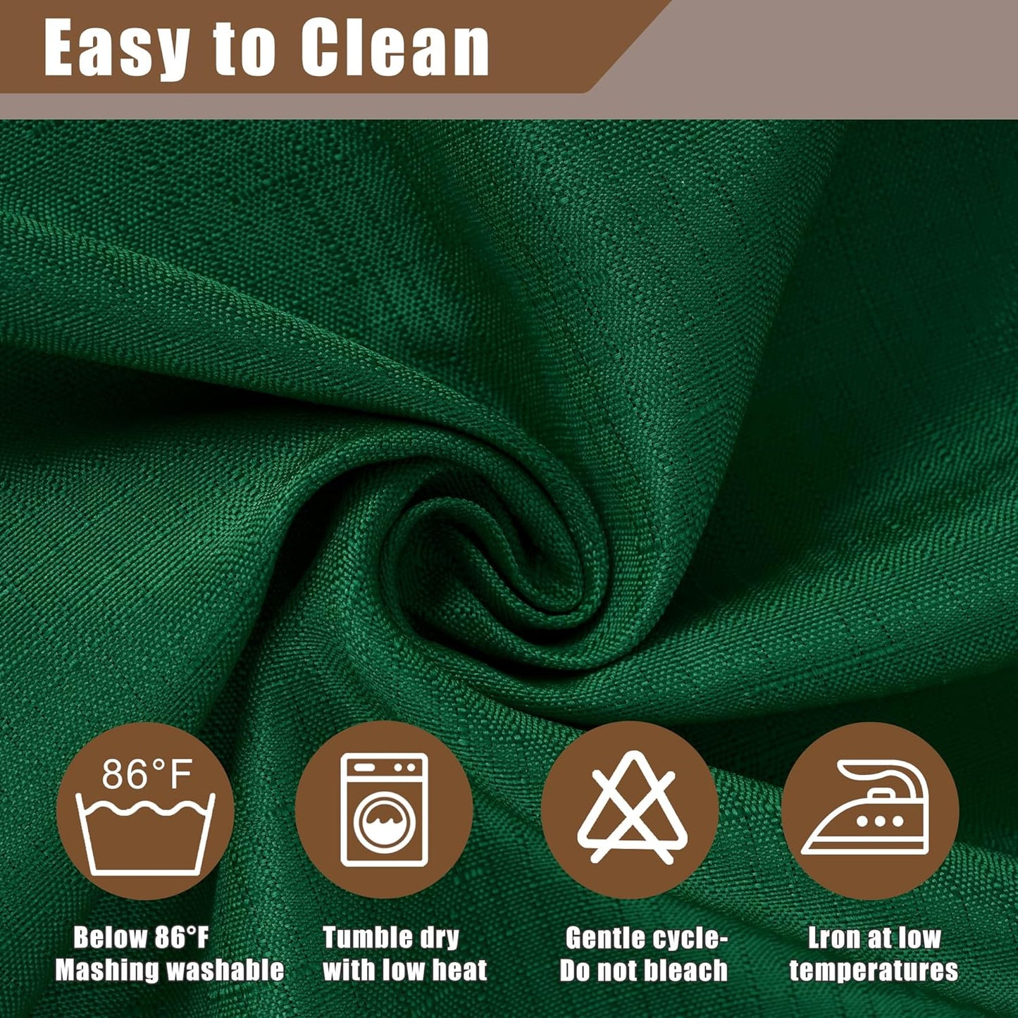 Faux Linen Tablecloths 60 x 84 Inches - Set of 2 Hunter Green Rectangular Table Covers for Parties, Banquets, Kitchen Dining, and Farmhouse Decor