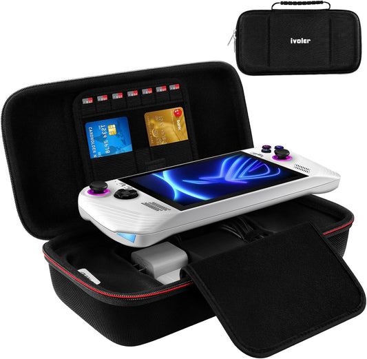 Carrying Case for Nintendo Switch 2 (2025)/Asus Rog Alloy 7''2023/Asus Rog Ally X 2024, Portable Hard Shell Pouch Travel Bag, Built-In Gaming Charger Dock Storage, Holds Game Cartridge - Black