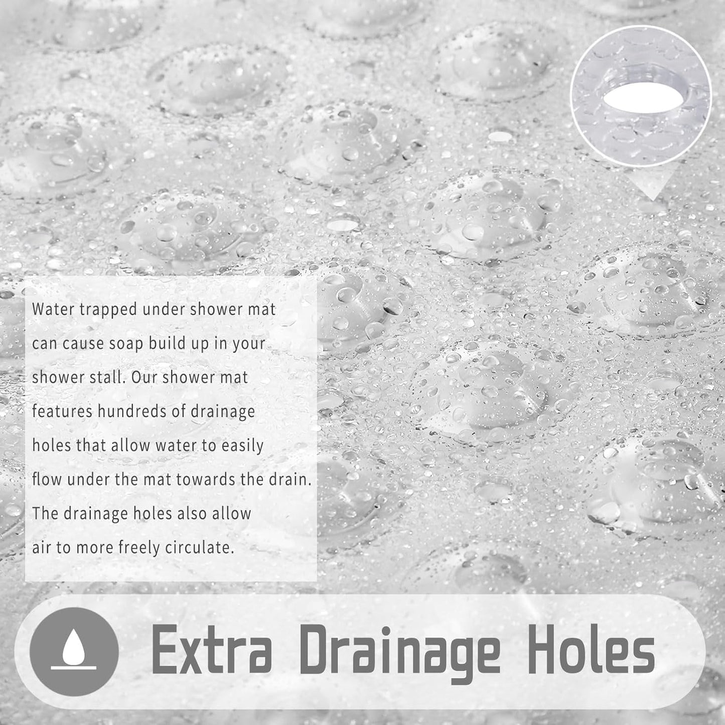 Shower Stall Mat Non Slip, 21X21 Inch, Soft Square Bath Mat for Shower with Suction Cups and Drain Holes, Stall Floor Mats for Bathroom, Machine Washable, Bathroom Accessories, Clear