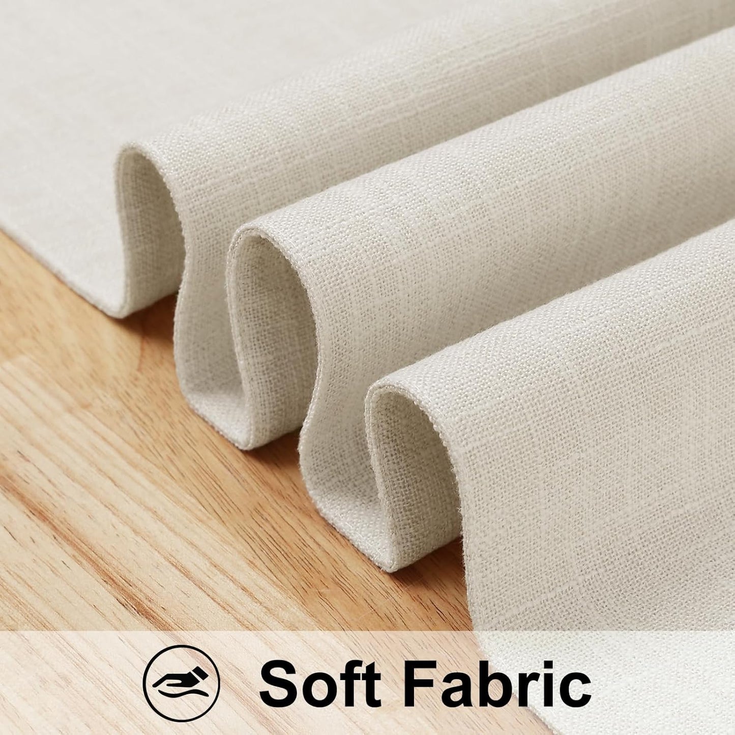 Cream Cloth Table Runner – Cotton Linen Blend Washable Farmhouse Dining Table Runner for Indoors & Outdoors, Easy to Clean, 14" X 72"